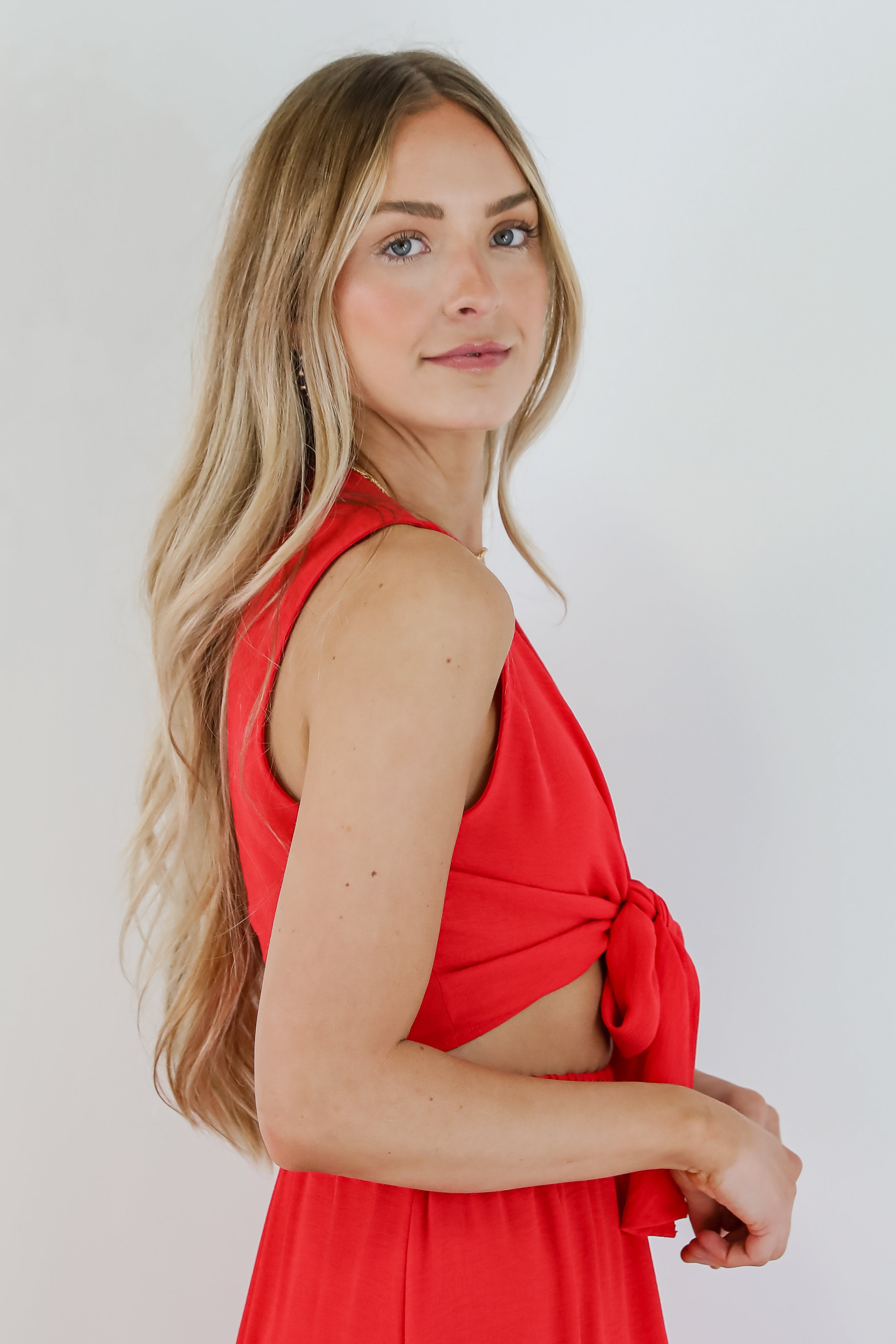 Wave Of Liberty Red Tie-Front Tank