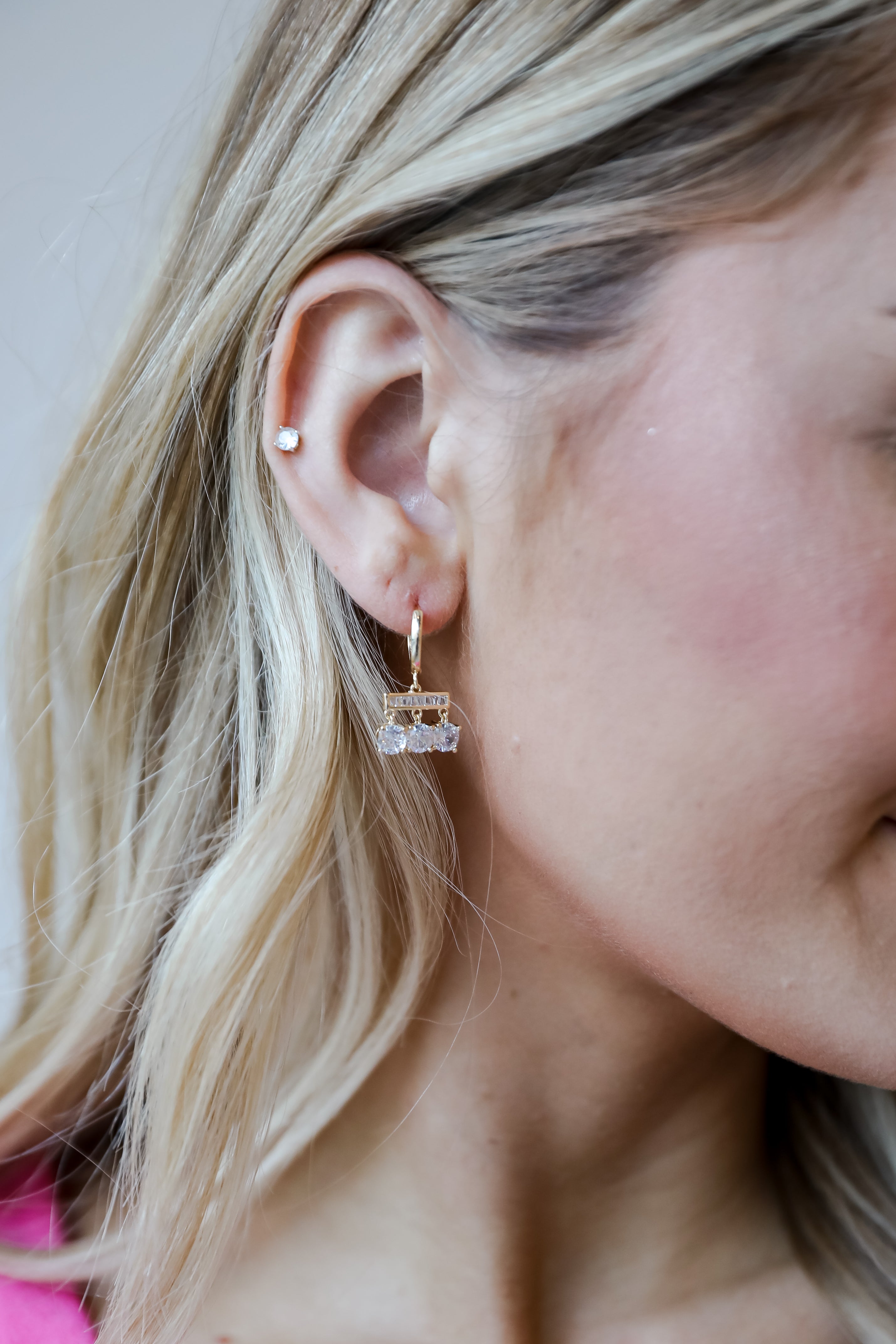 FINAL SALE - Reagan Gold Rhinestone Mini Hoop Earrings