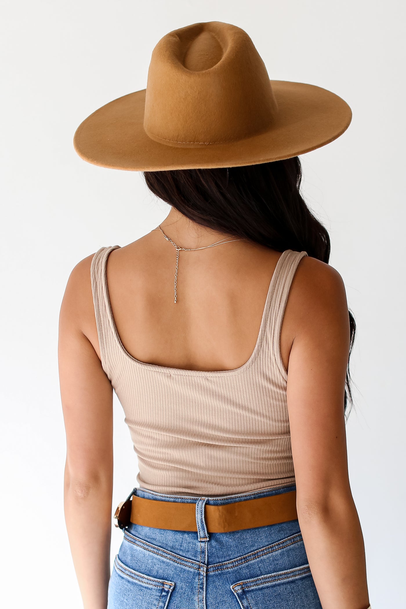 taupe Ribbed Bodysuit back view