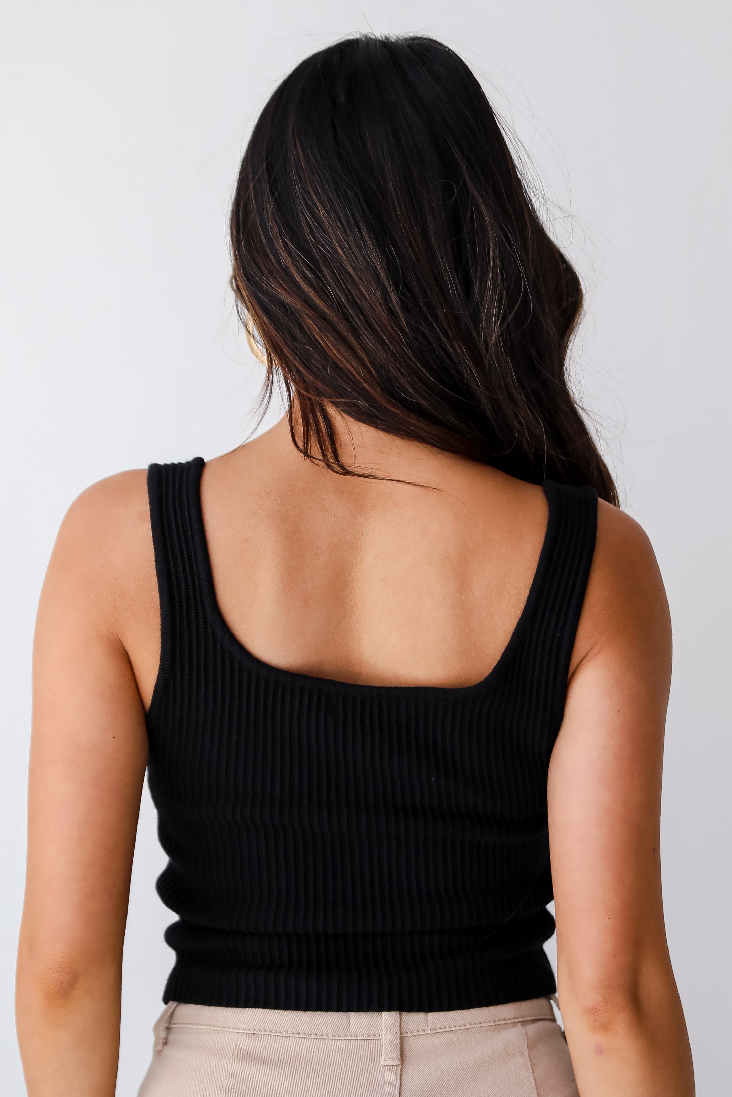 casual black Knit Tank