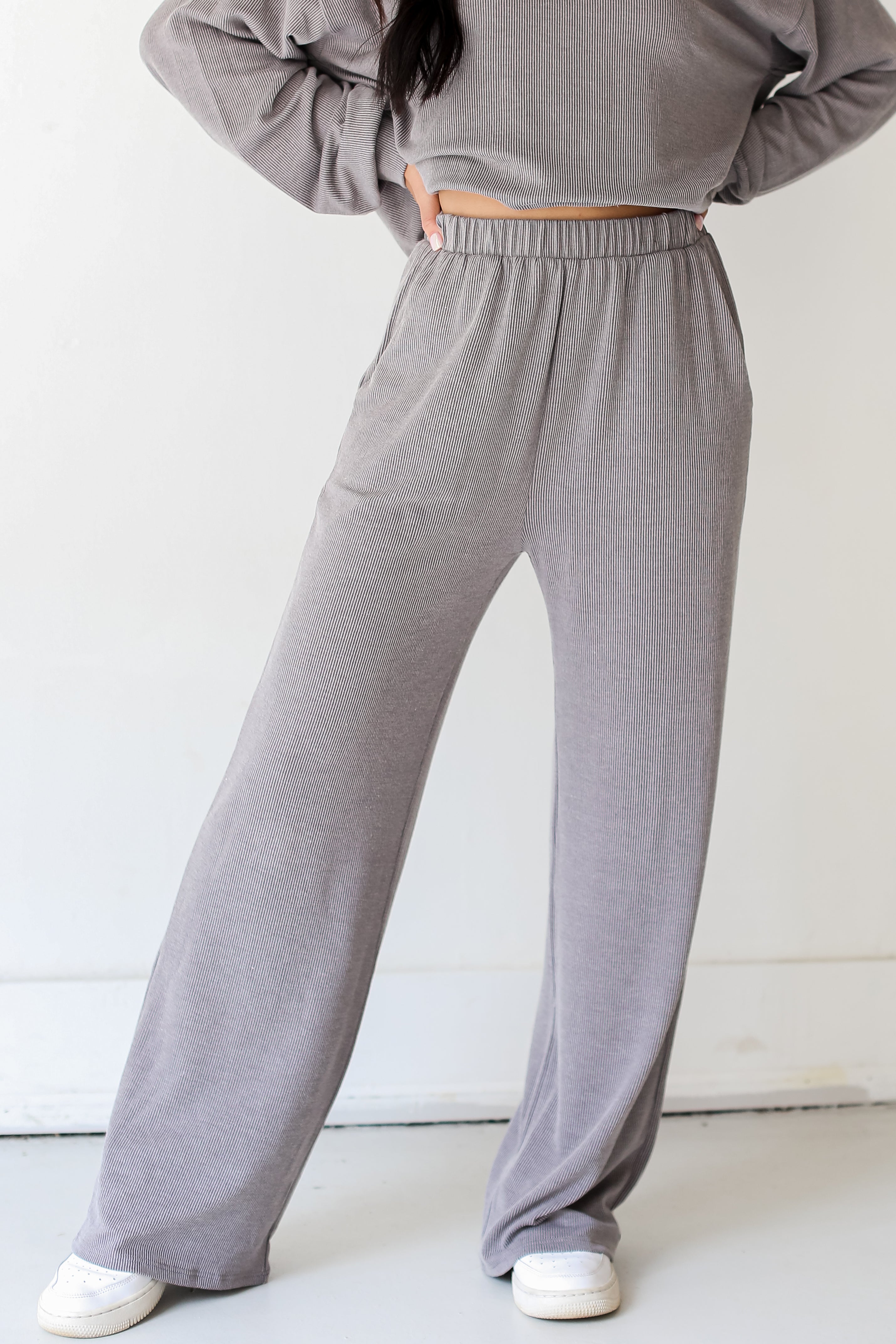 grey Corded Lounge Pants