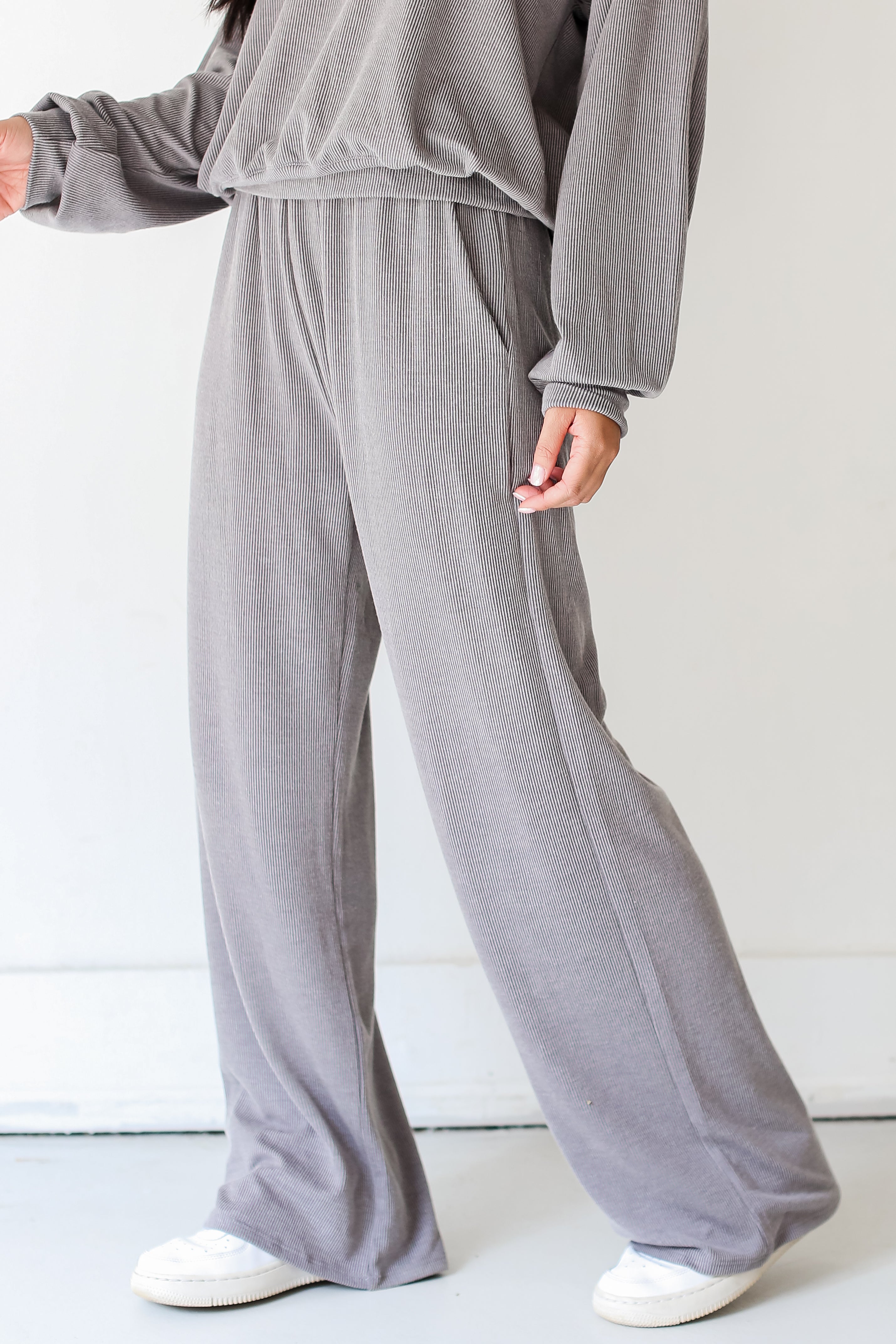 grey Corded Lounge Pants side view