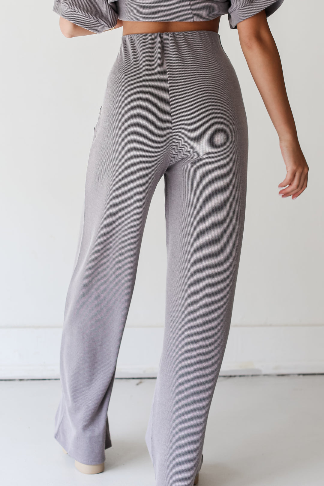 grey Corded Lounge Pants back view