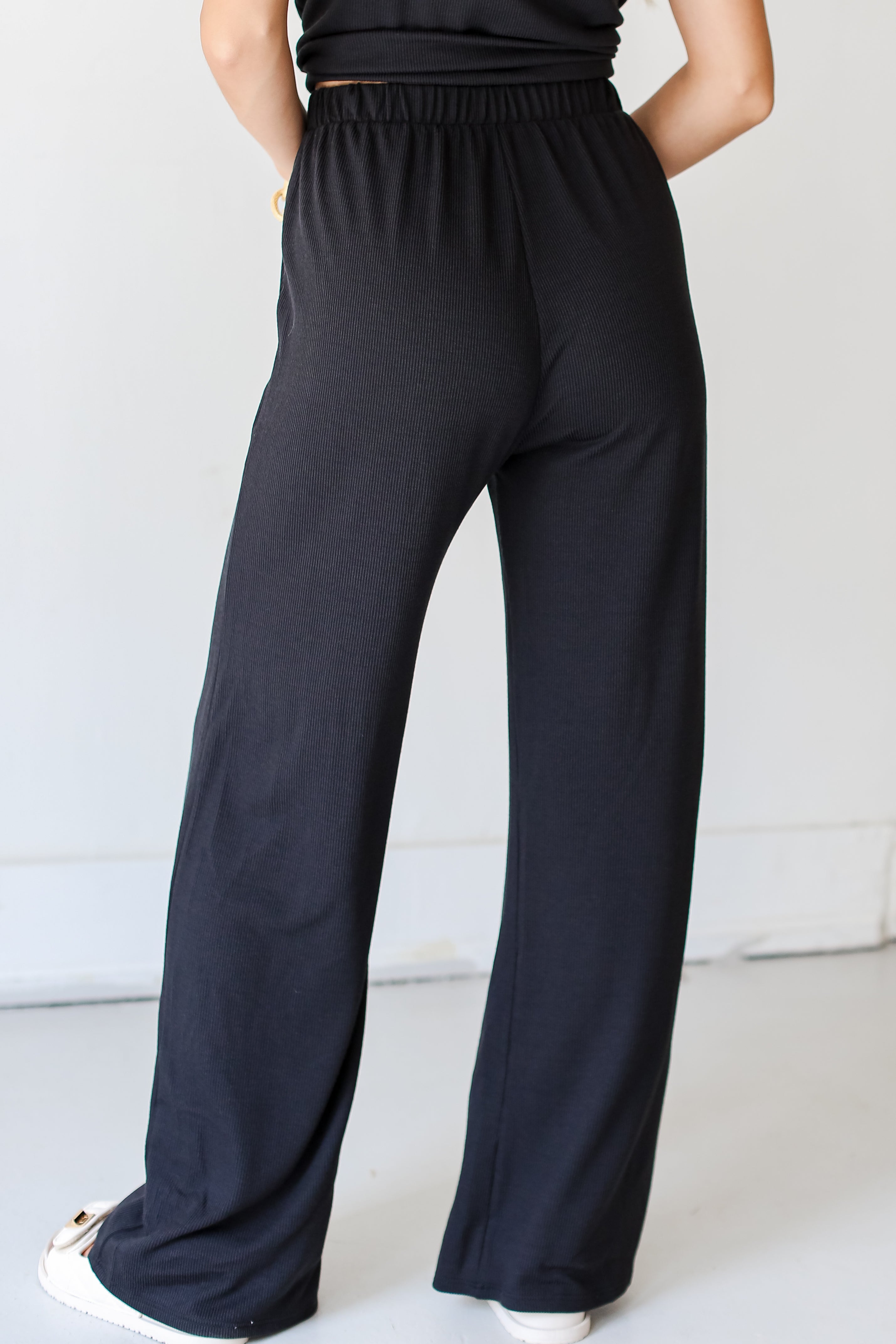 black Corded Lounge Pants back view