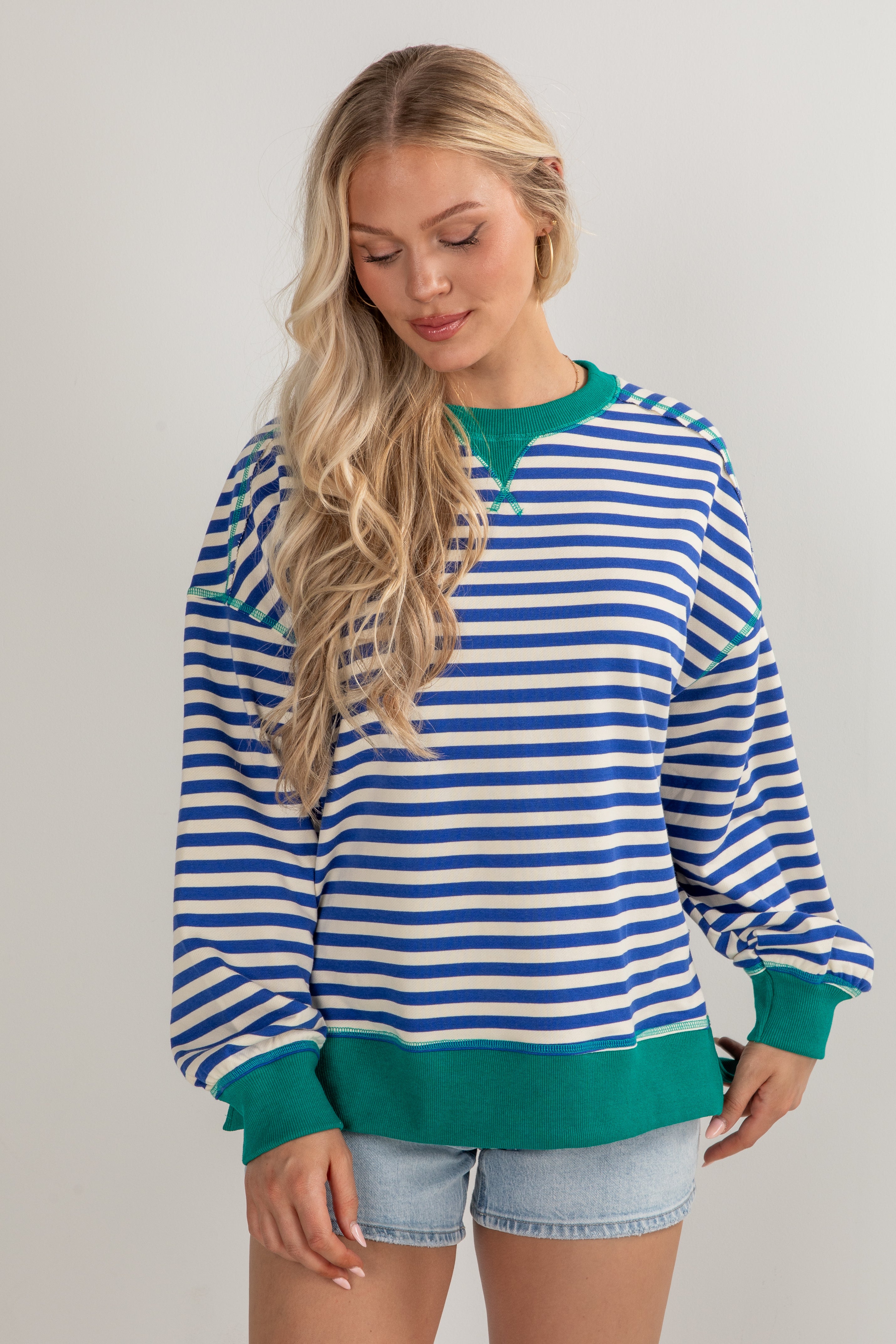 green striped pullover