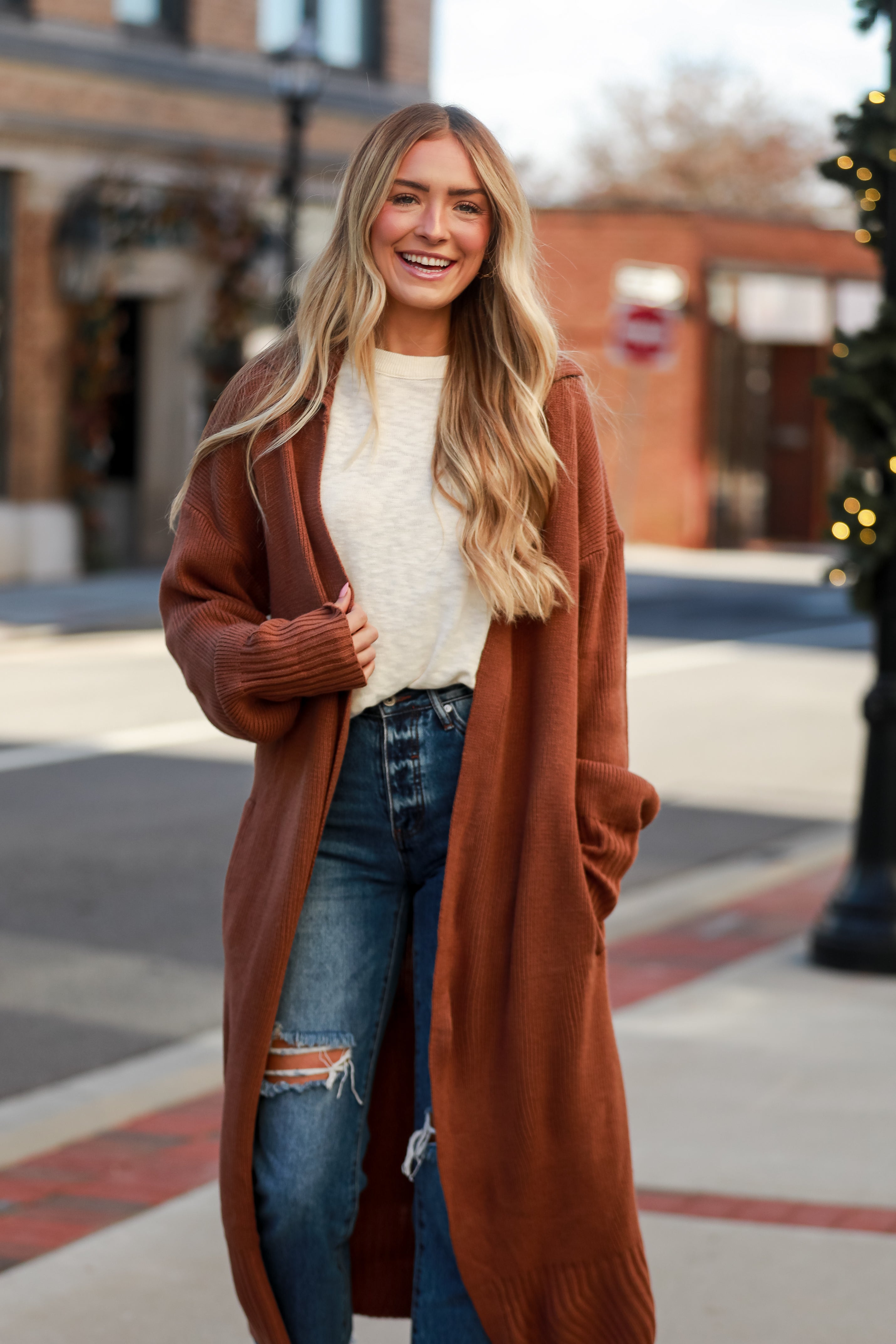 Rust deals longline cardigan