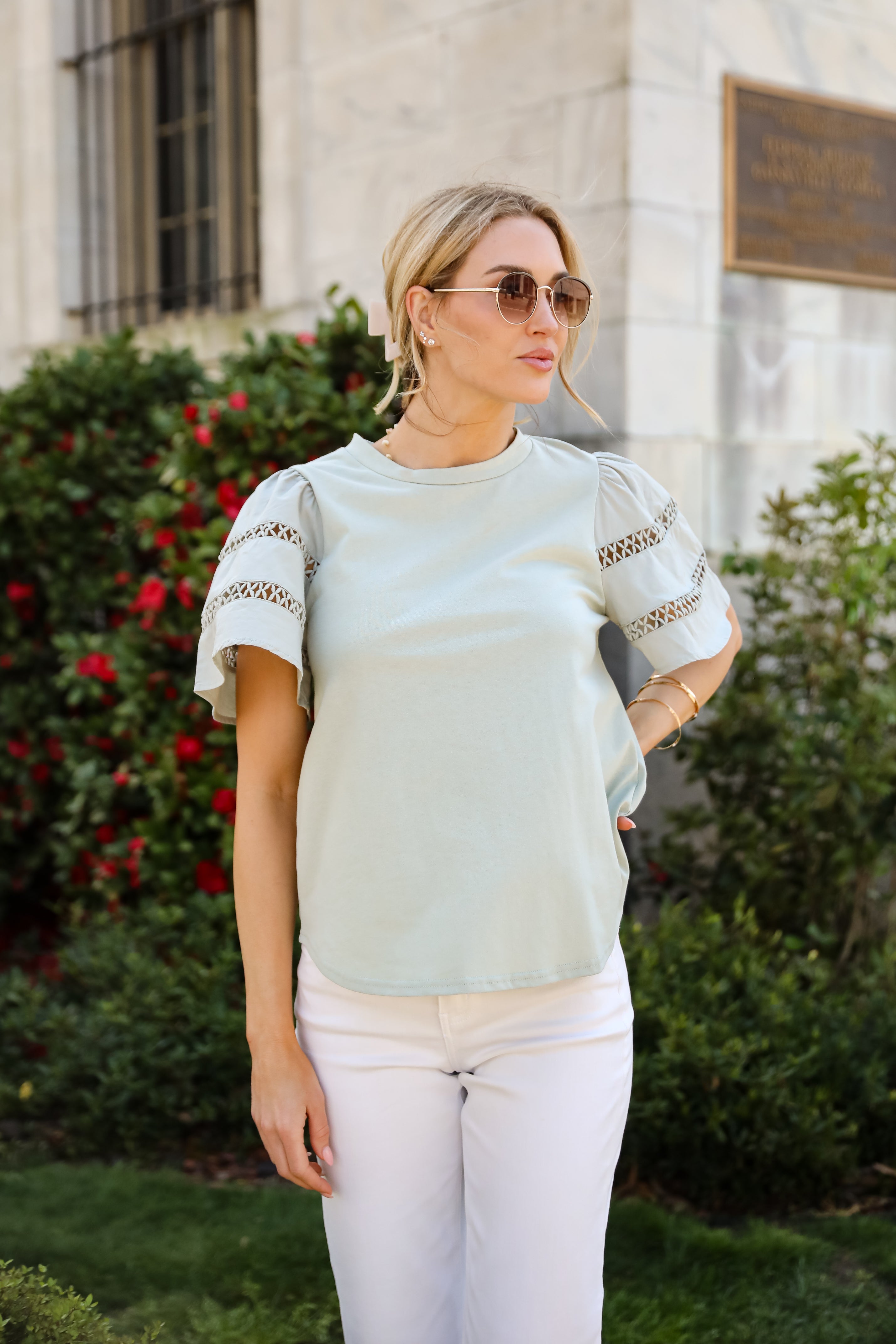 Effective Charm Flutter Sleeve Blouse