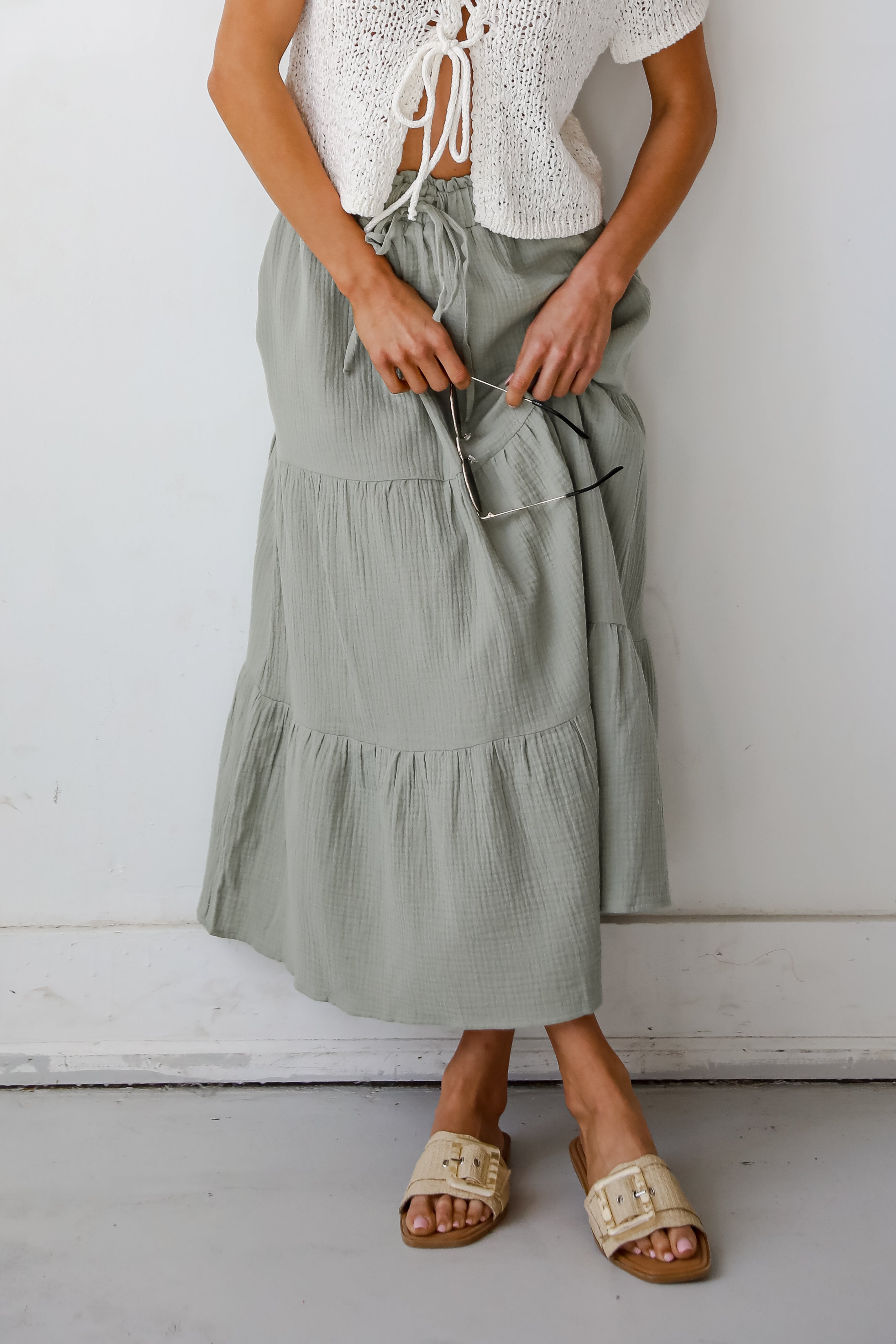 Just Breezing Through Linen Tiered Maxi Skirt
