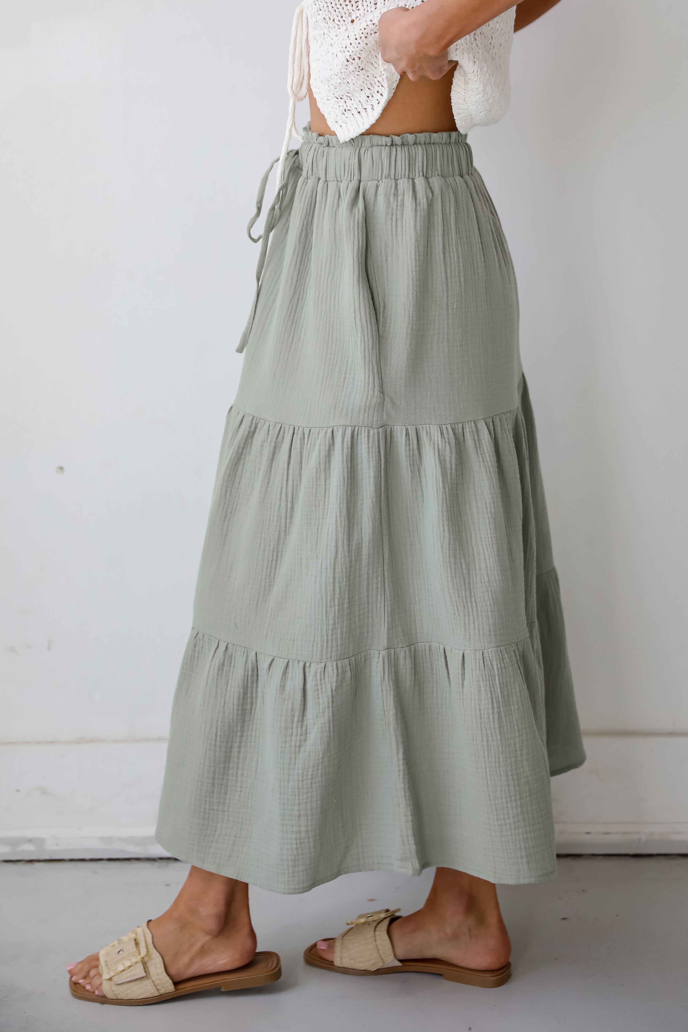 Just Breezing Through Linen Tiered Maxi Skirt