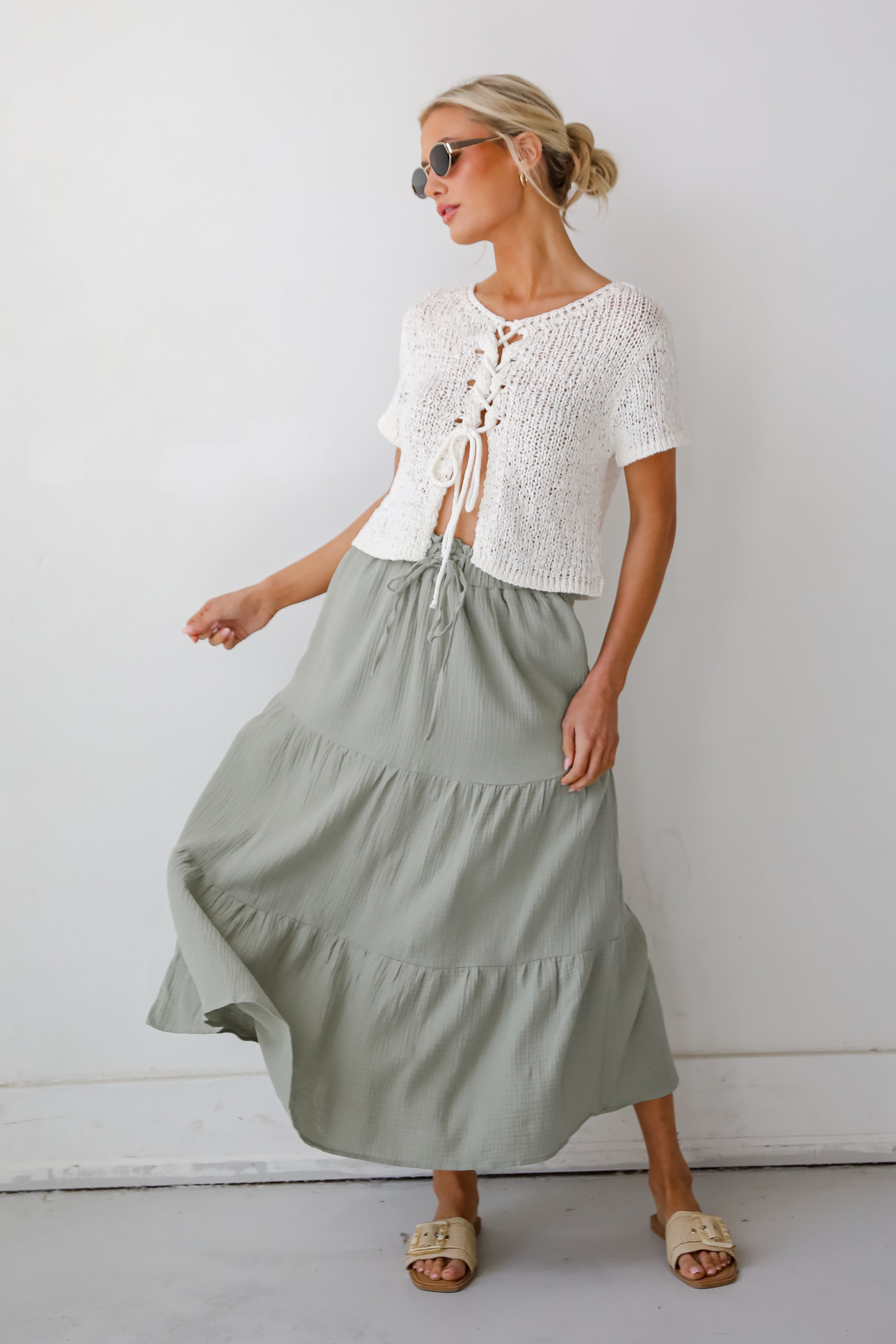 Just Breezing Through Linen Tiered Maxi Skirt