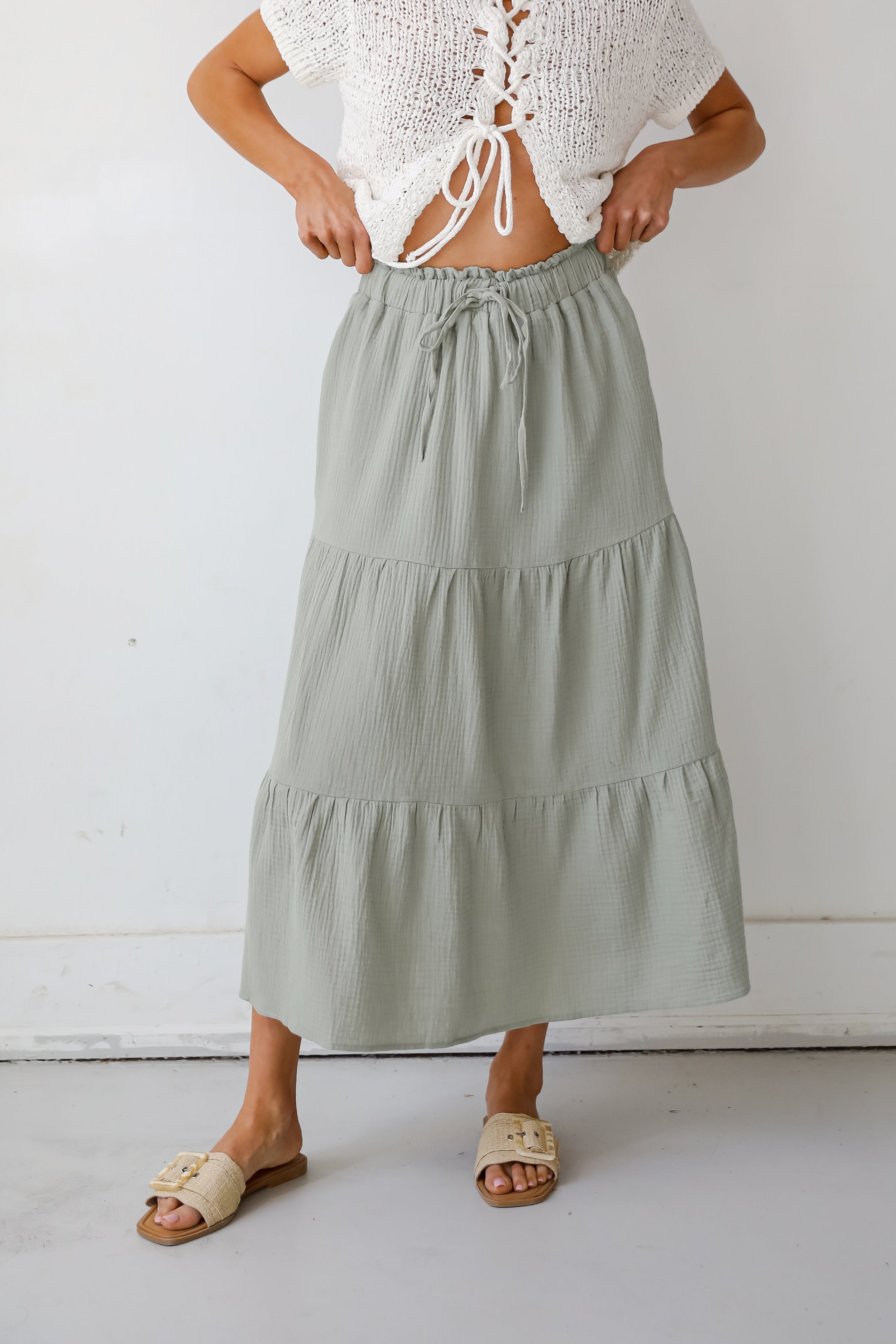 Just Breezing Through Linen Tiered Maxi Skirt