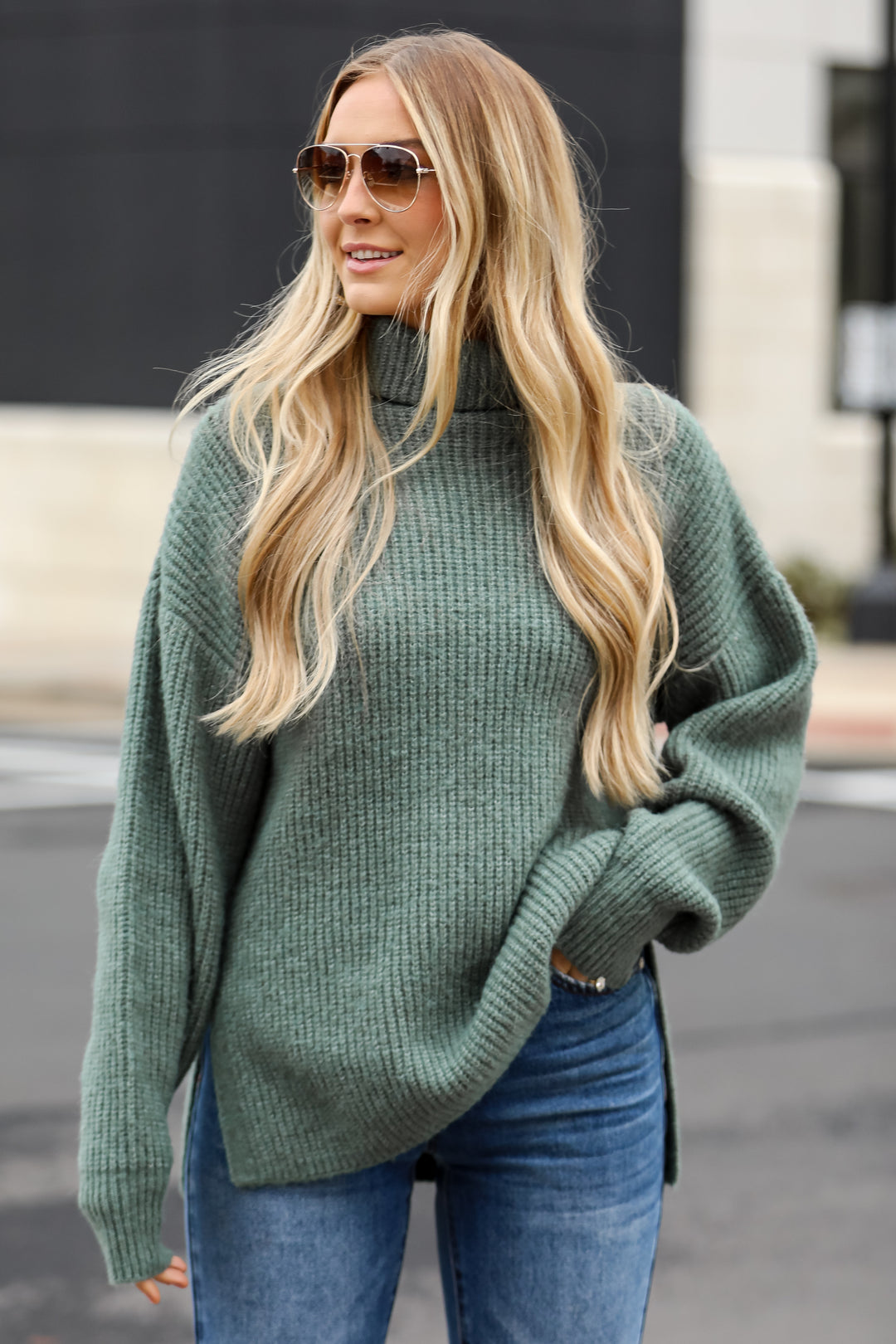 Sage Turtleneck Oversized Sweater
