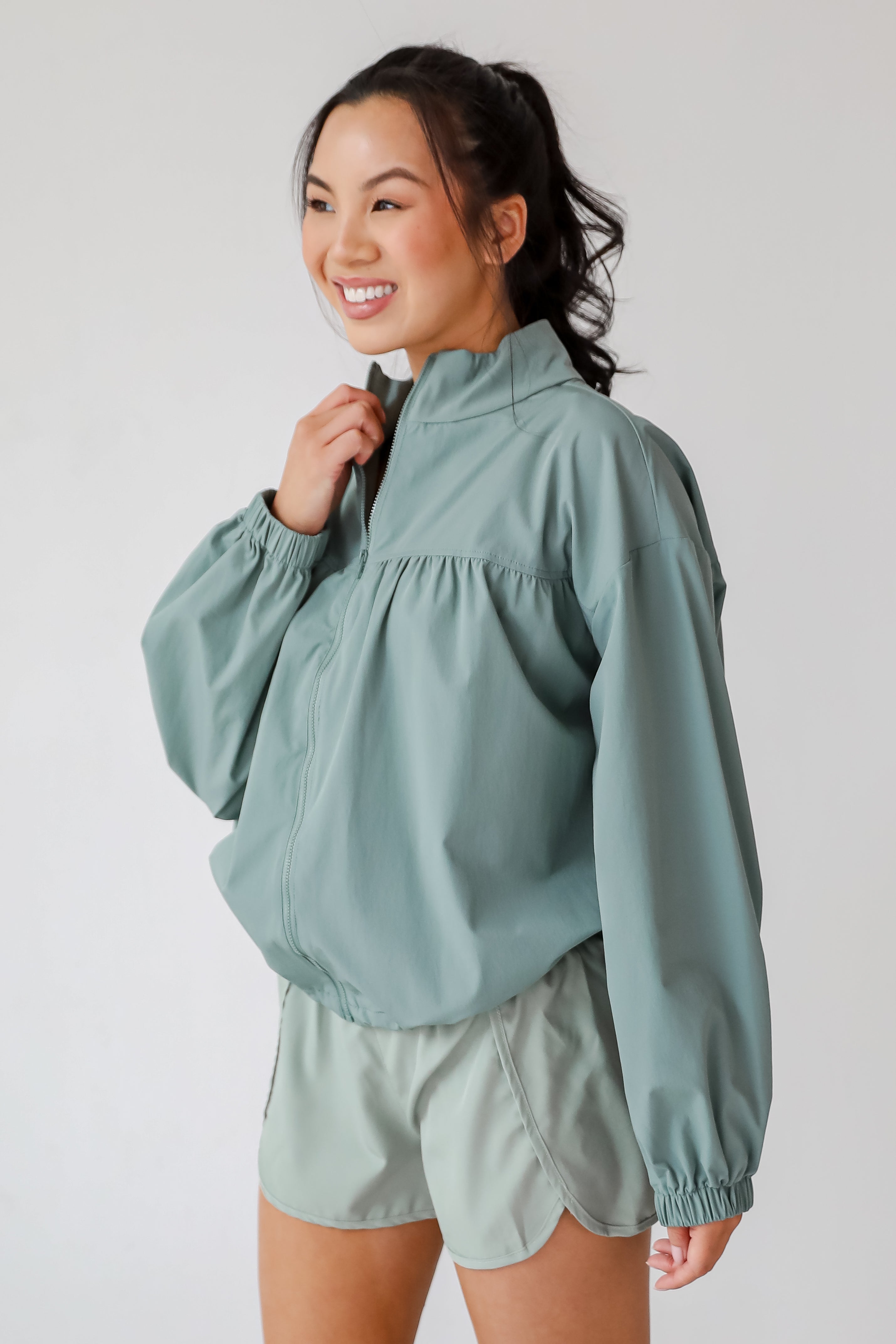 On The Daily Sage Athletic Windbreaker Jacket