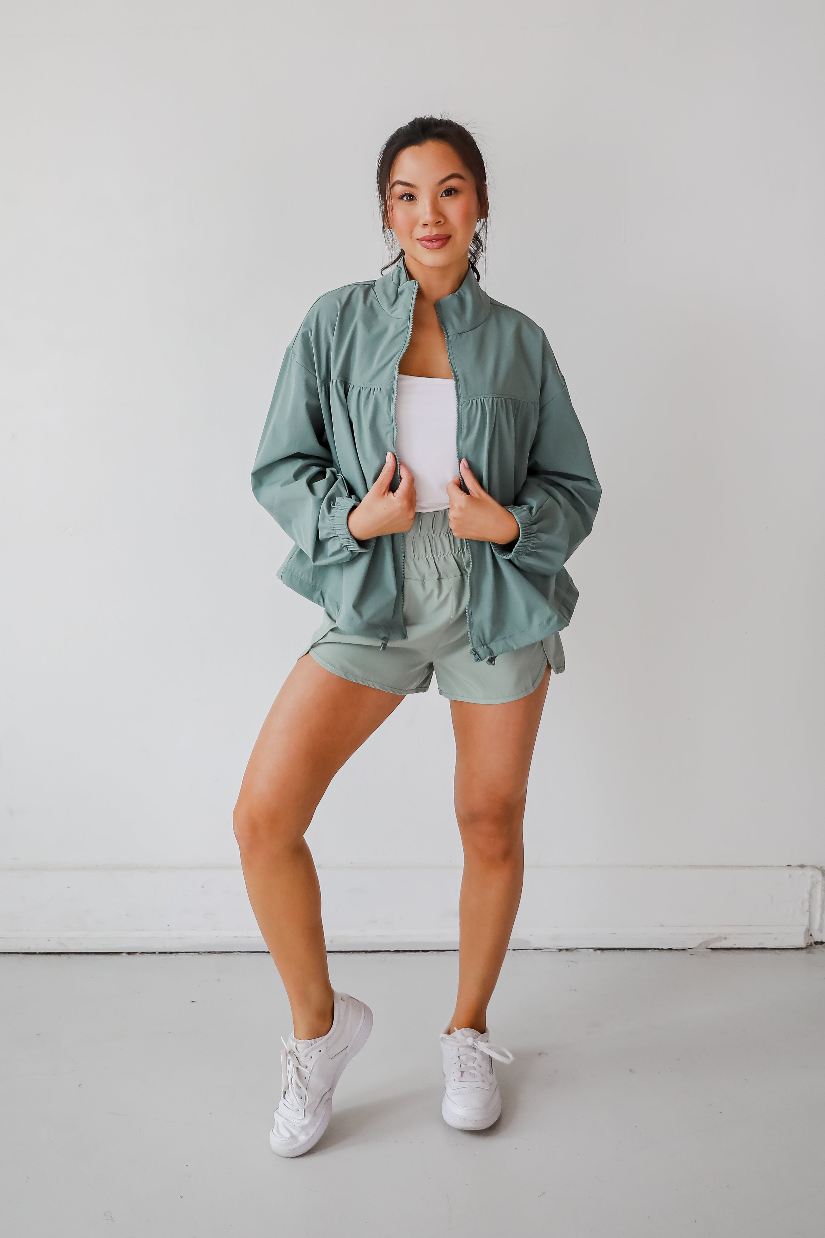 On The Daily Sage Athletic Windbreaker Jacket