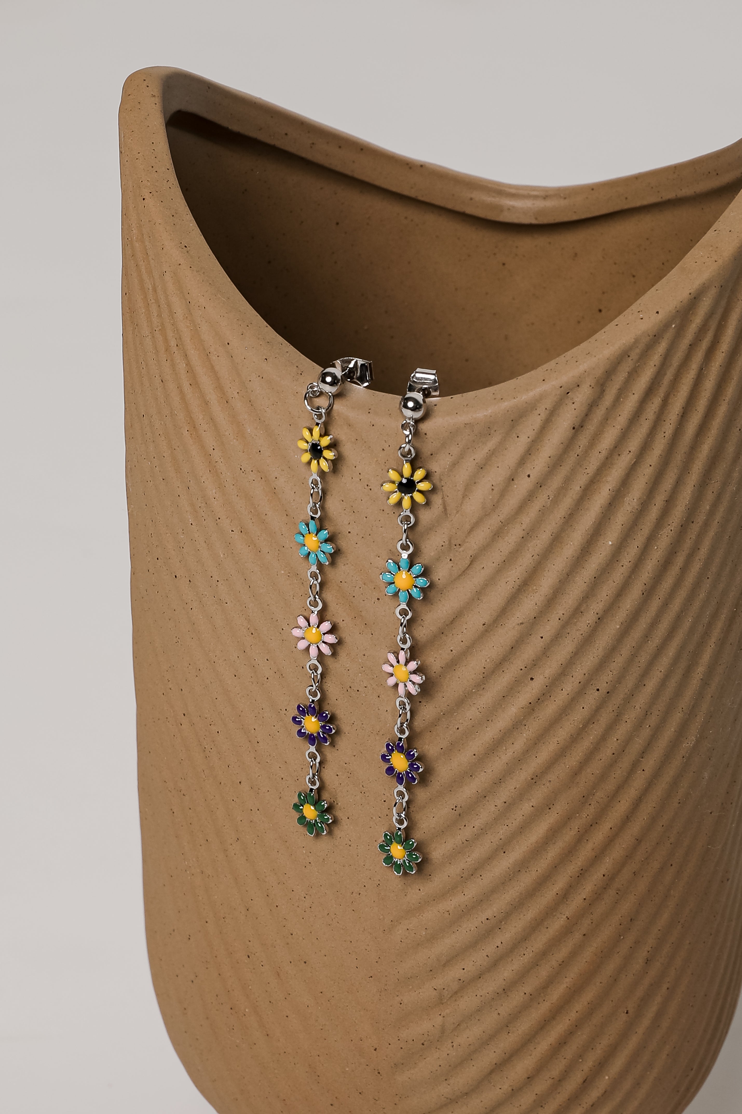 Lexi Silver Flower Drop Earrings