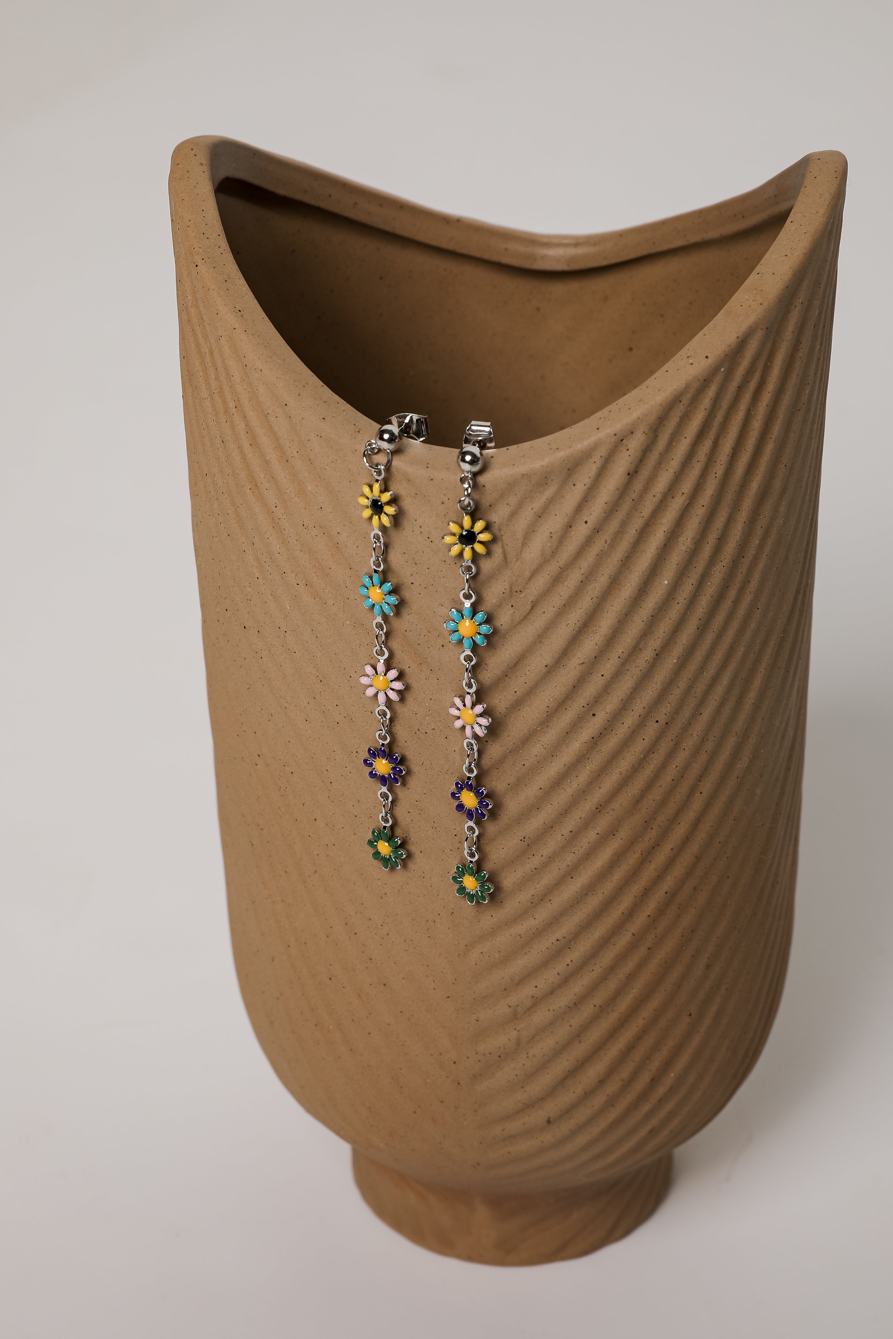 Lexi Silver Flower Drop Earrings