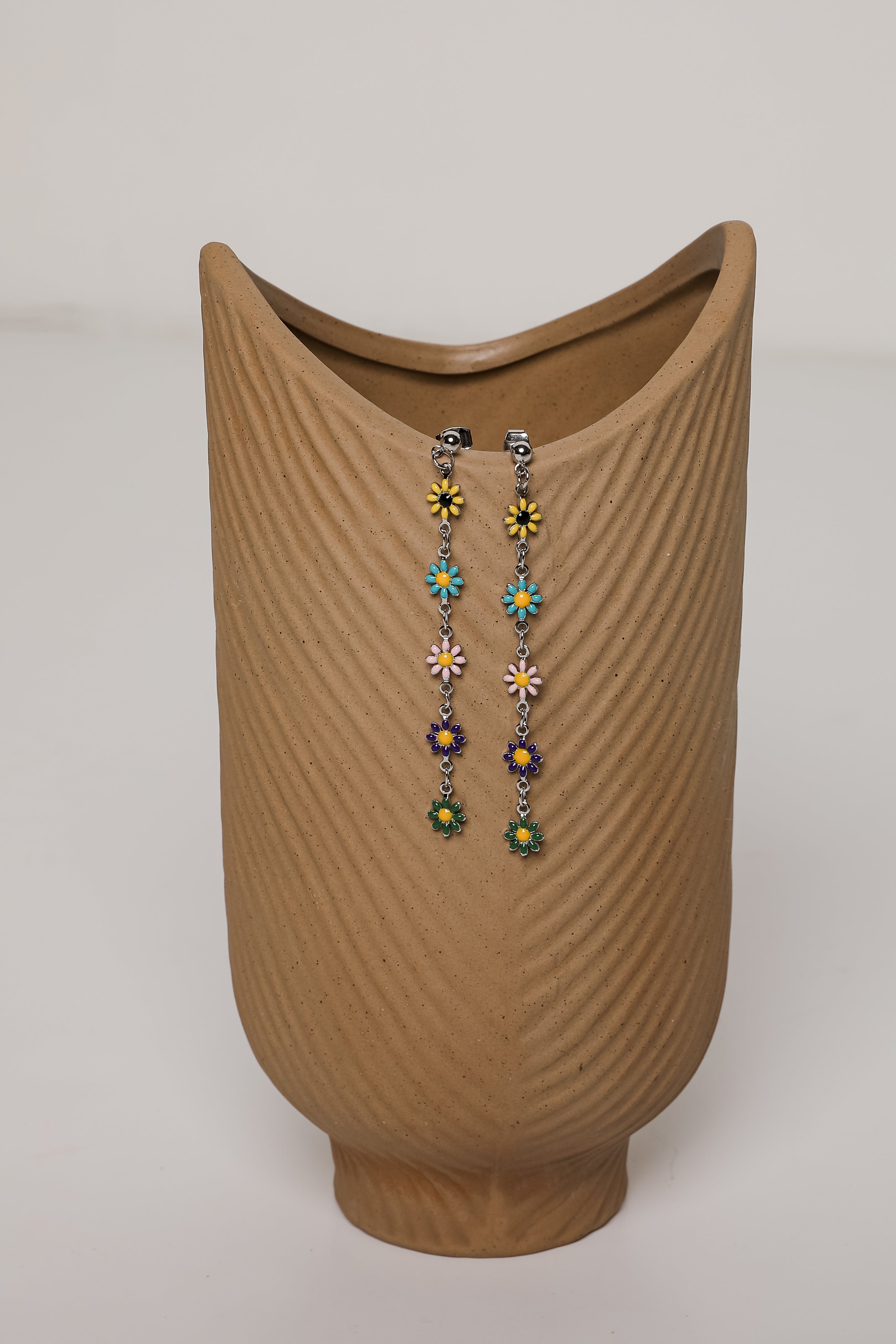 Lexi Silver Flower Drop Earrings