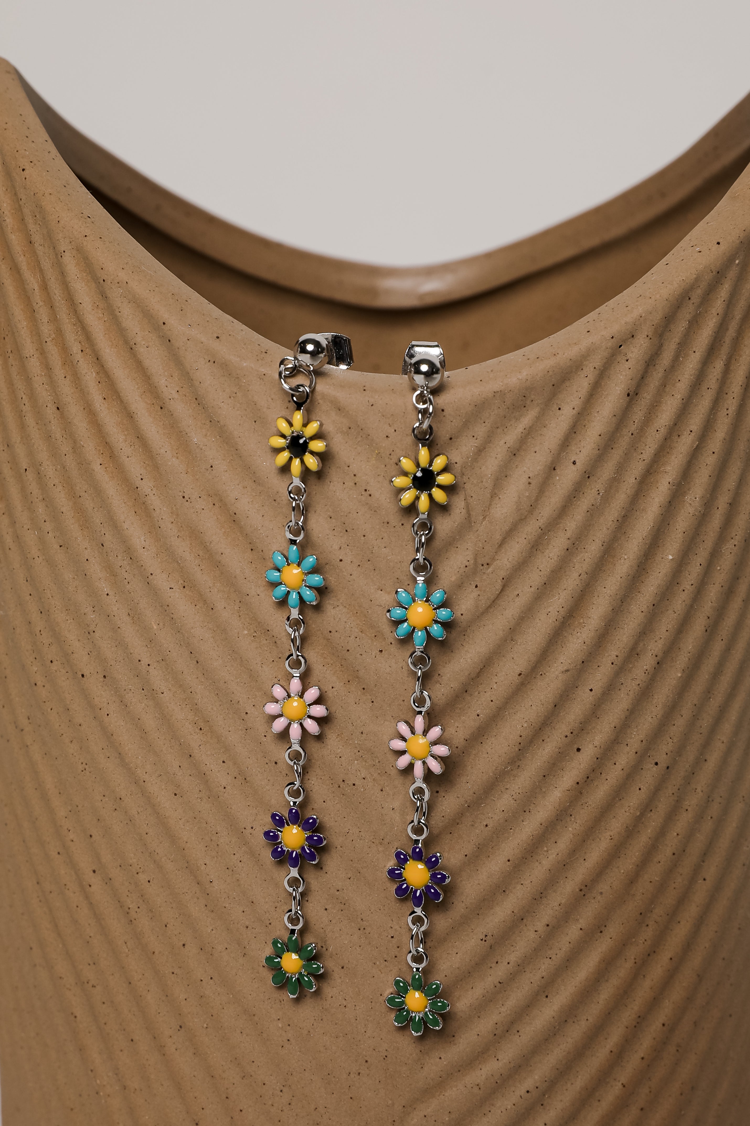 Lexi Silver Flower Drop Earrings