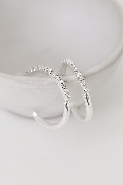 sparkly silver Rhinestone Hoop Earrings