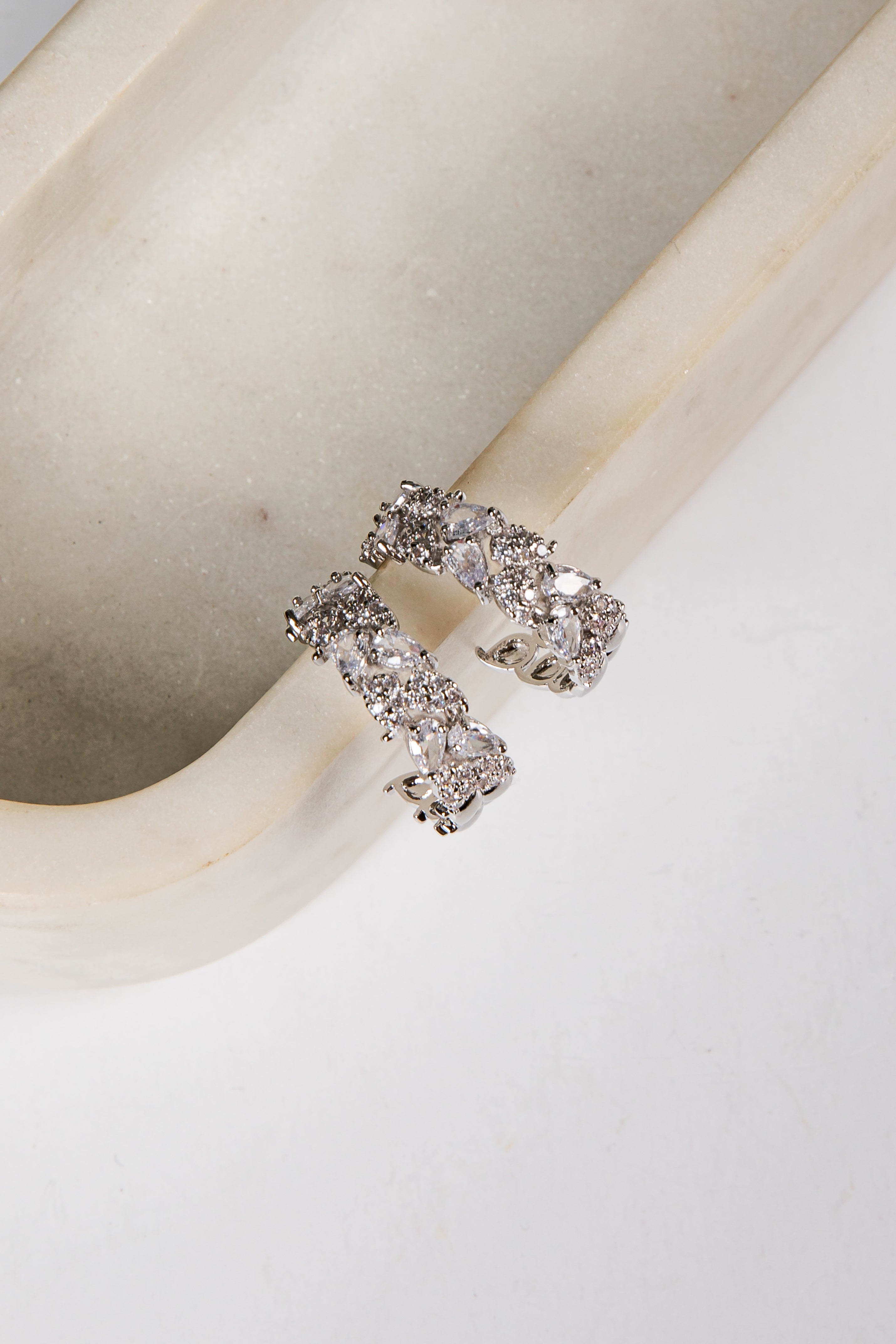 silver rhinestone hoops