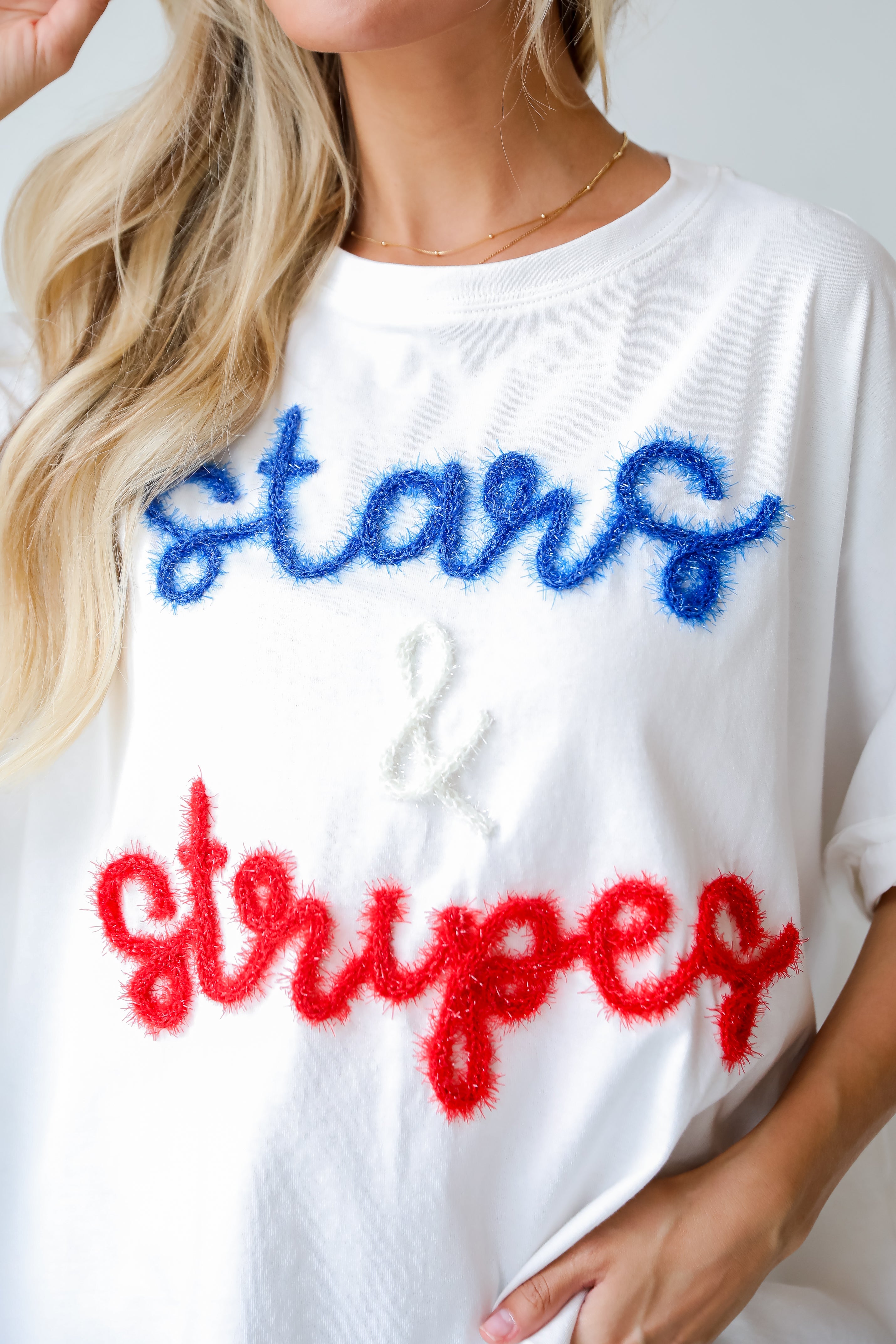 Stars & Stripes Metallic Letter Tee