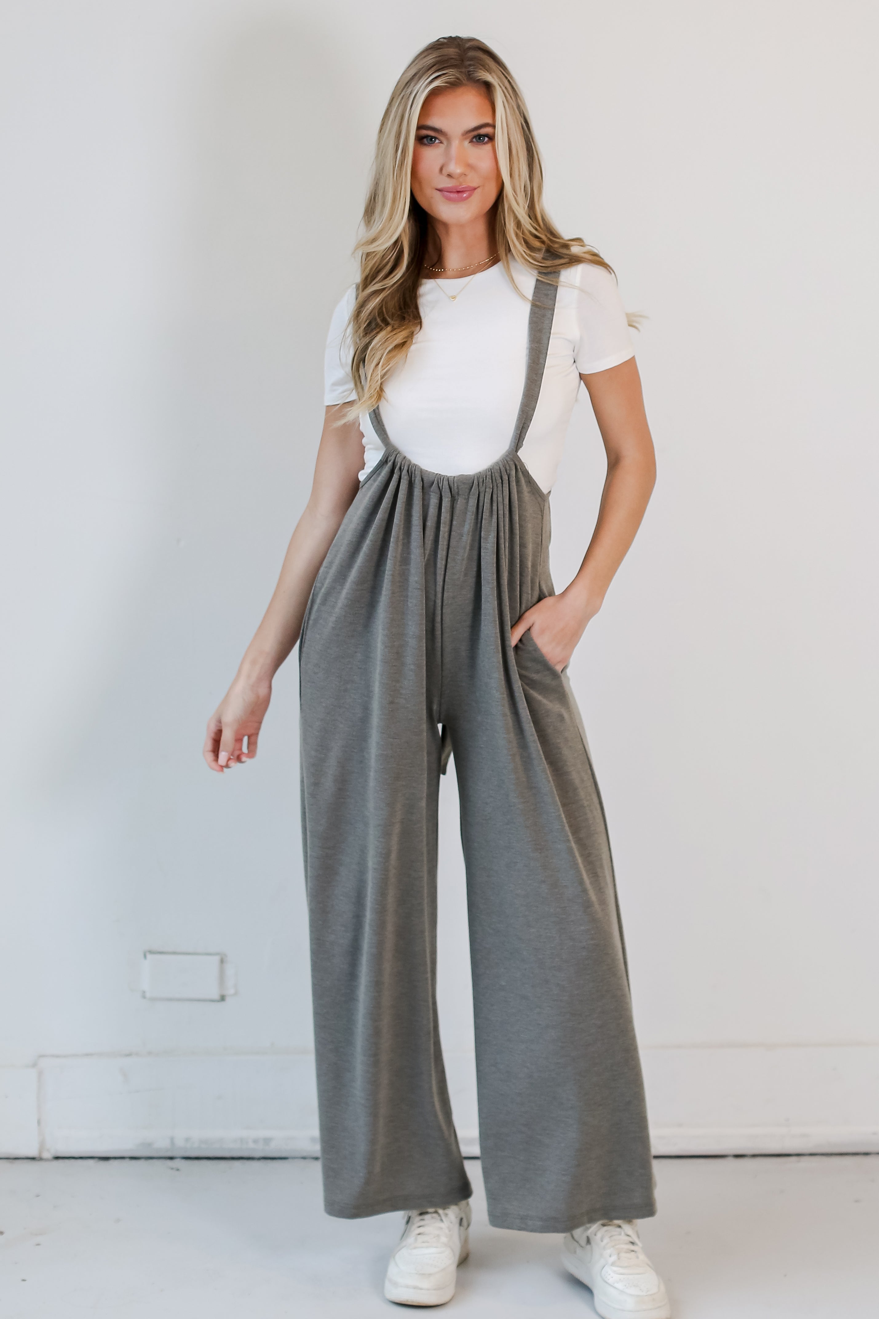 olive green Suspender Jumpsuit