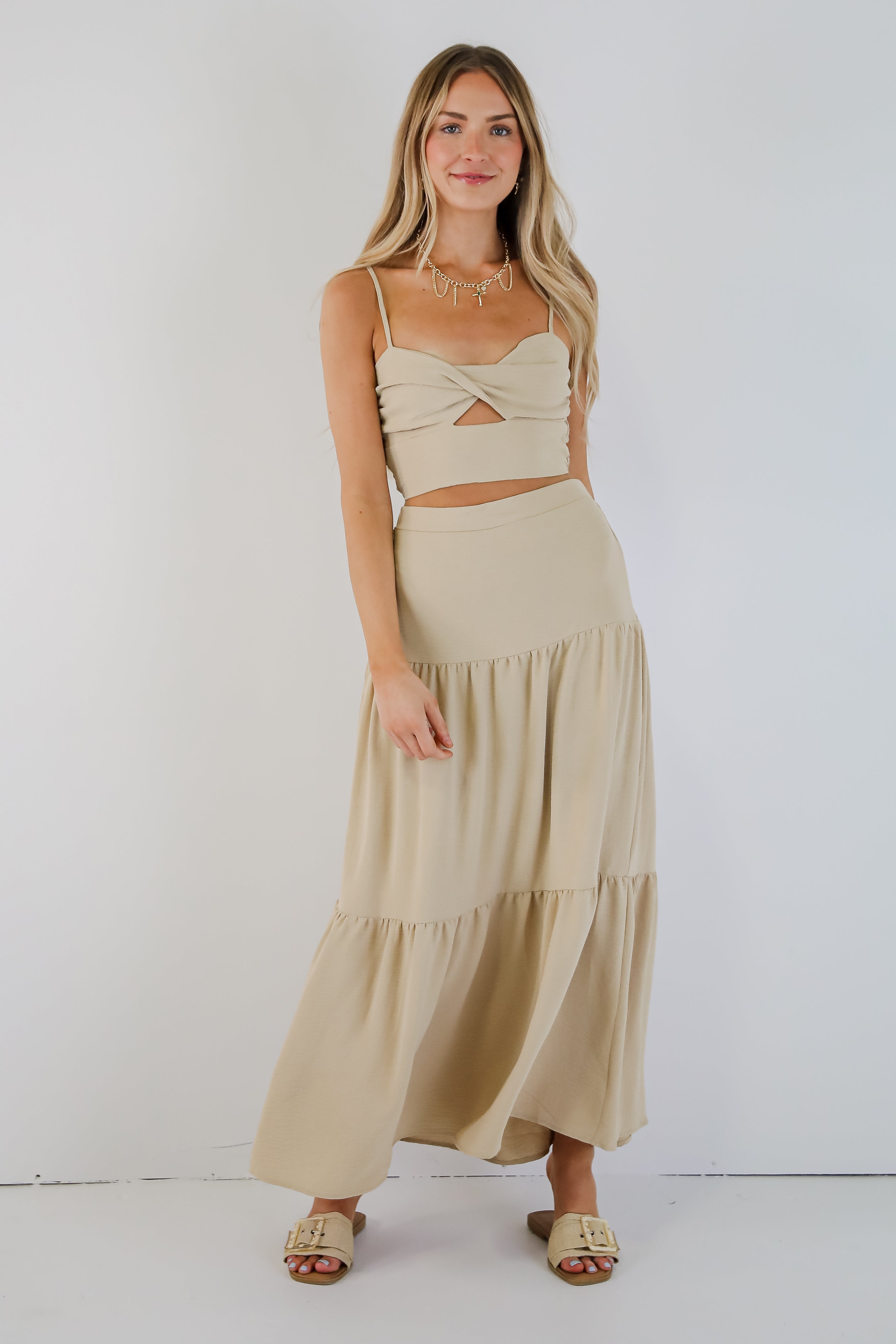 Enough For You Tan Cropped Tank - DU DEAL