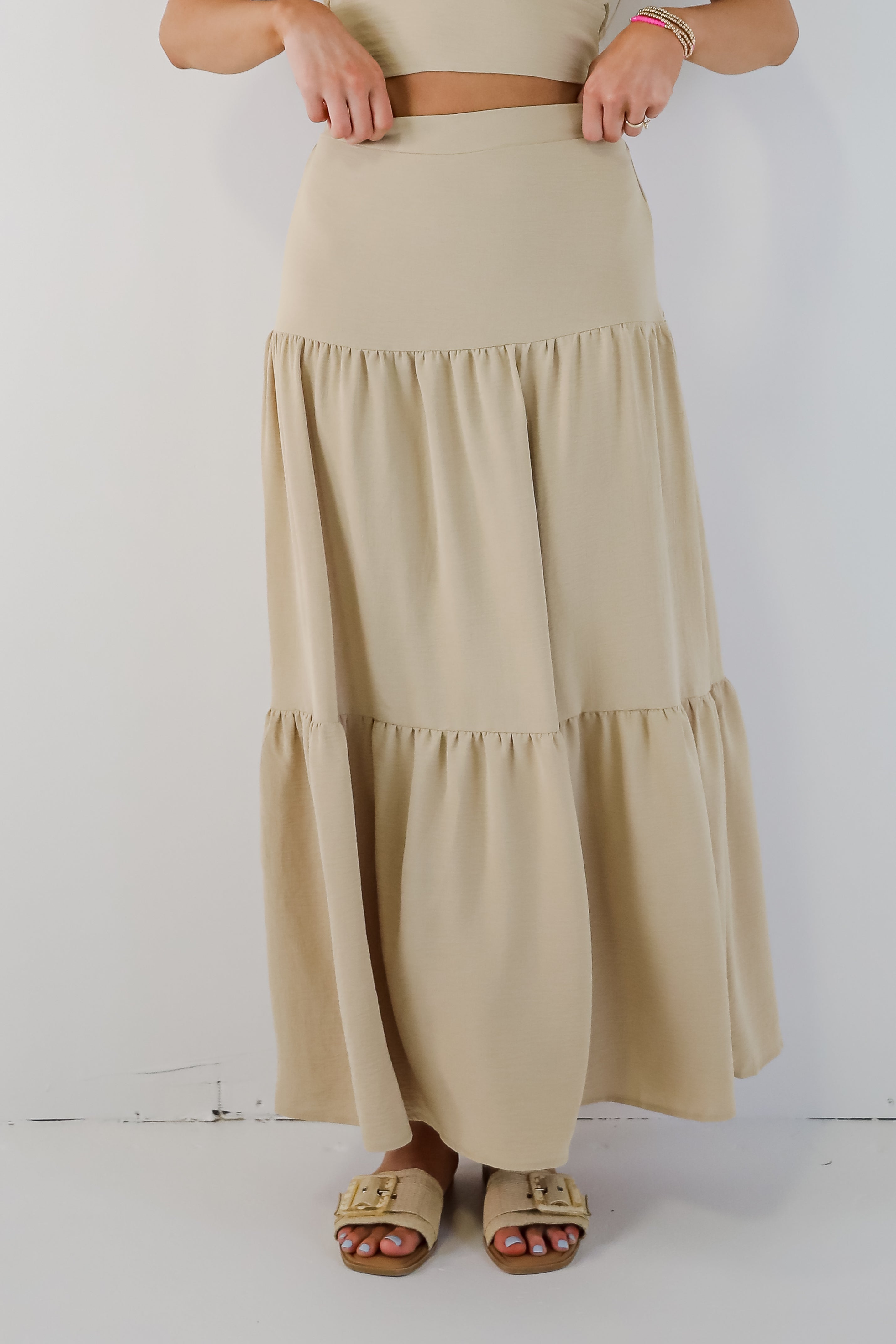 FINAL SALE - Enough For You Tan Tiered Maxi Skirt - DU DEAL