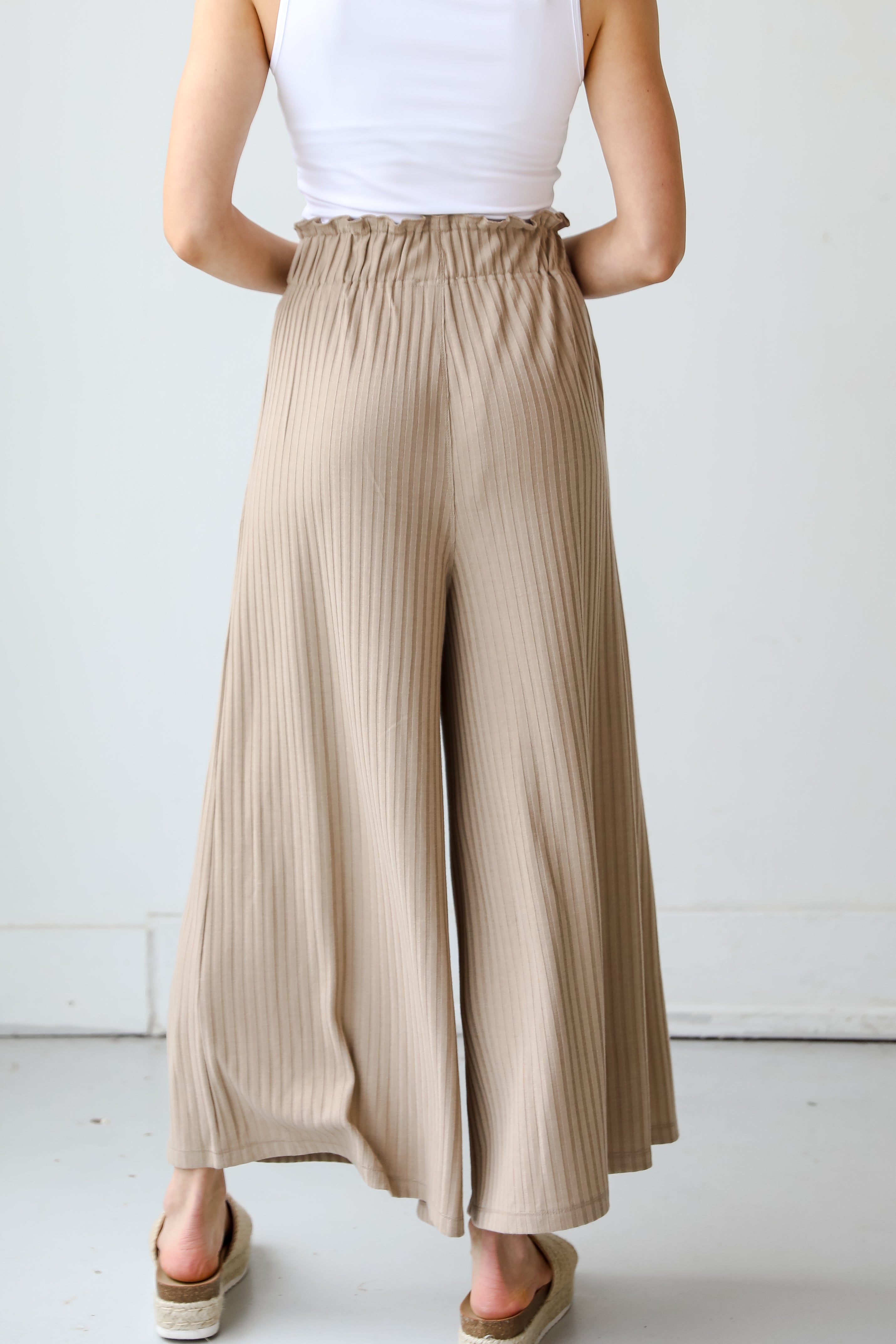 taupe Culotte Pants back view