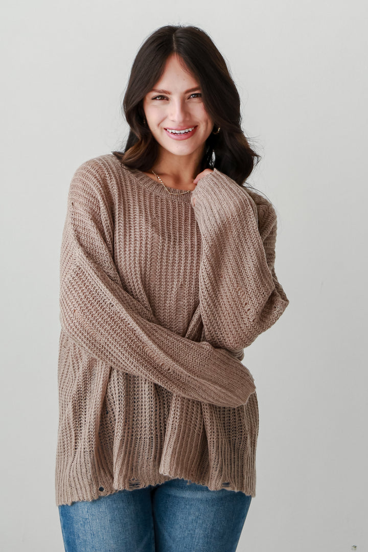 trendy Taupe Oversized Sweater