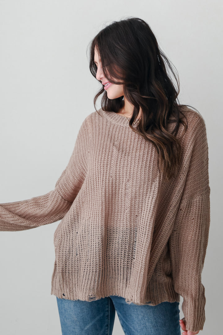 Taupe Oversized Sweater for women