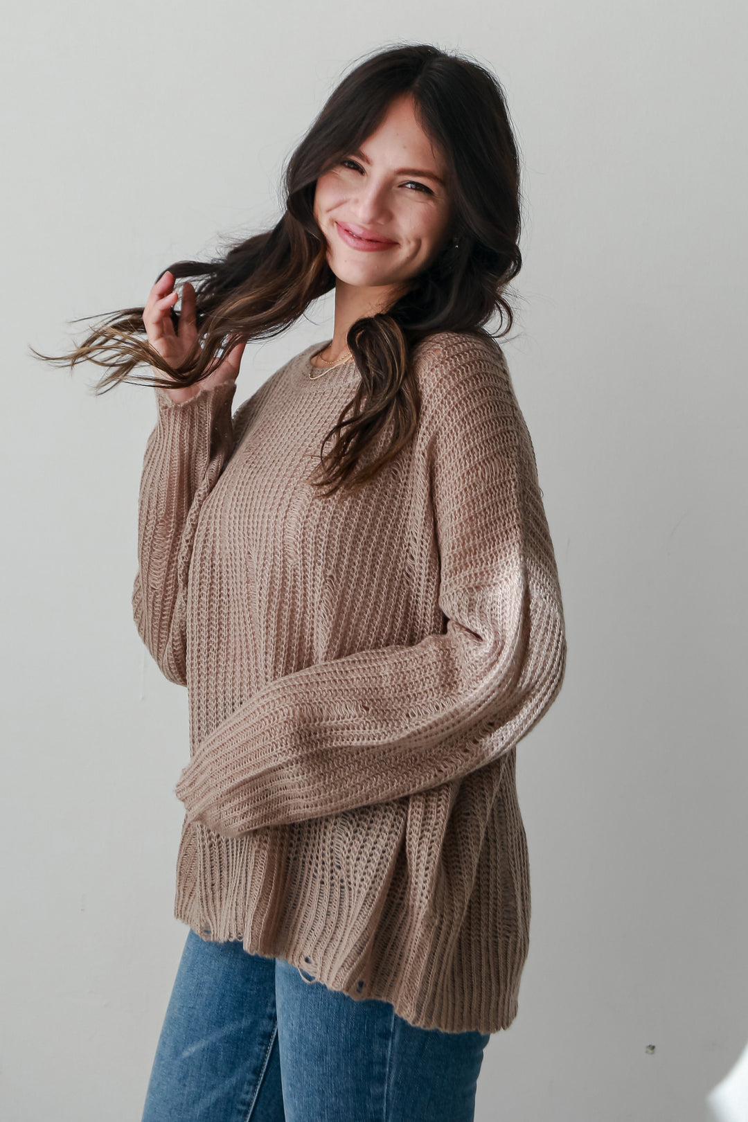 cute Taupe Oversized Sweater