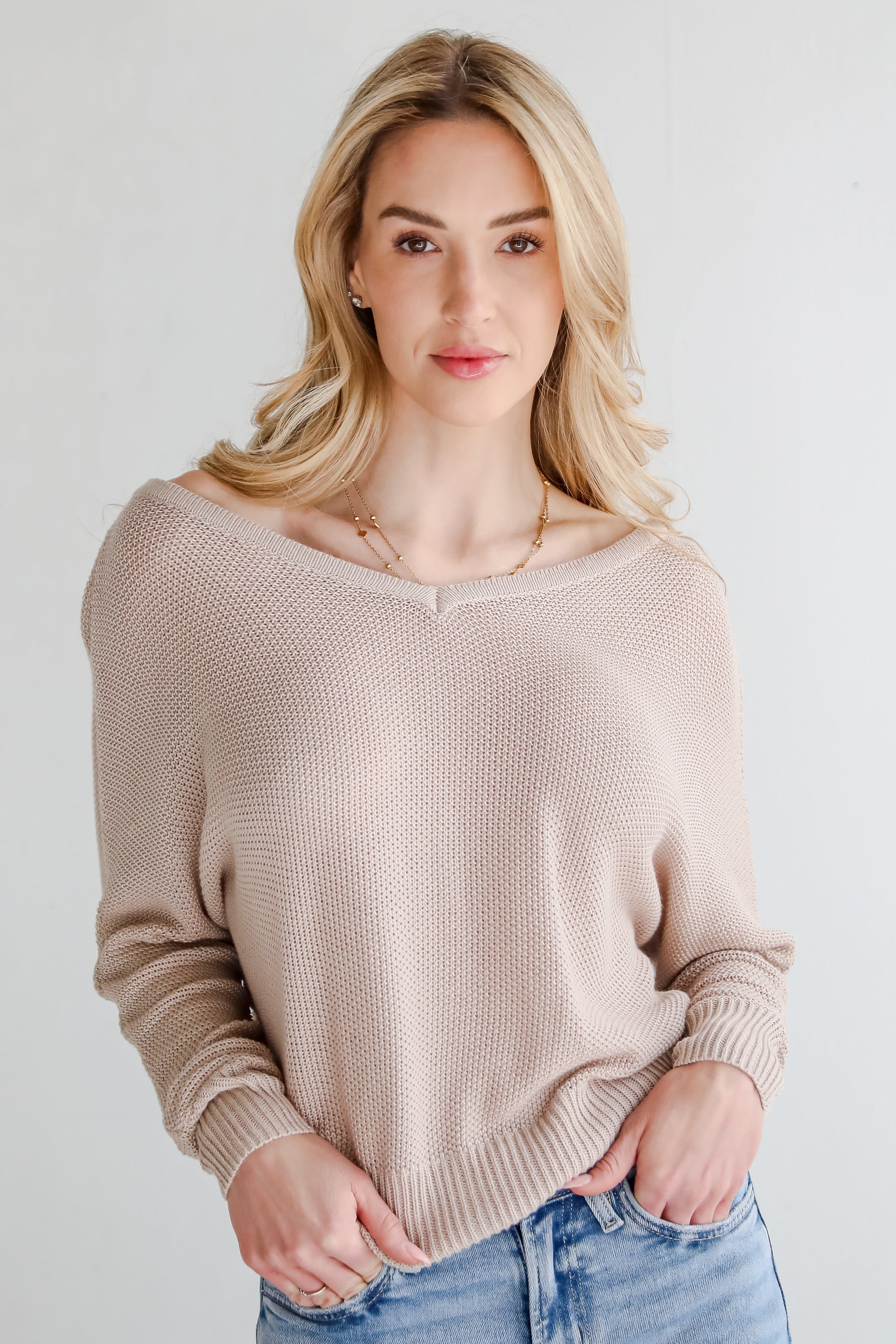 Get The Look Taupe Lightweight Knit Top
