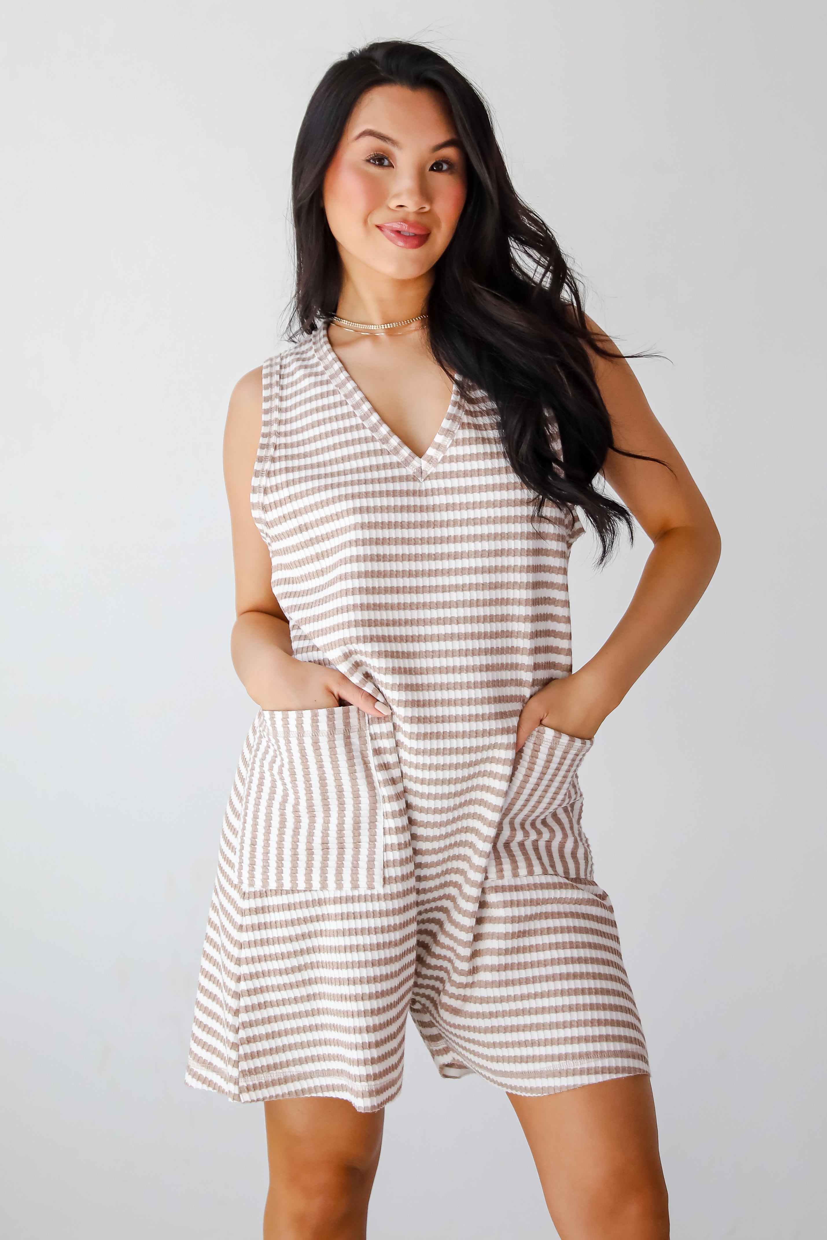 Poolside Days Striped Knit Romper