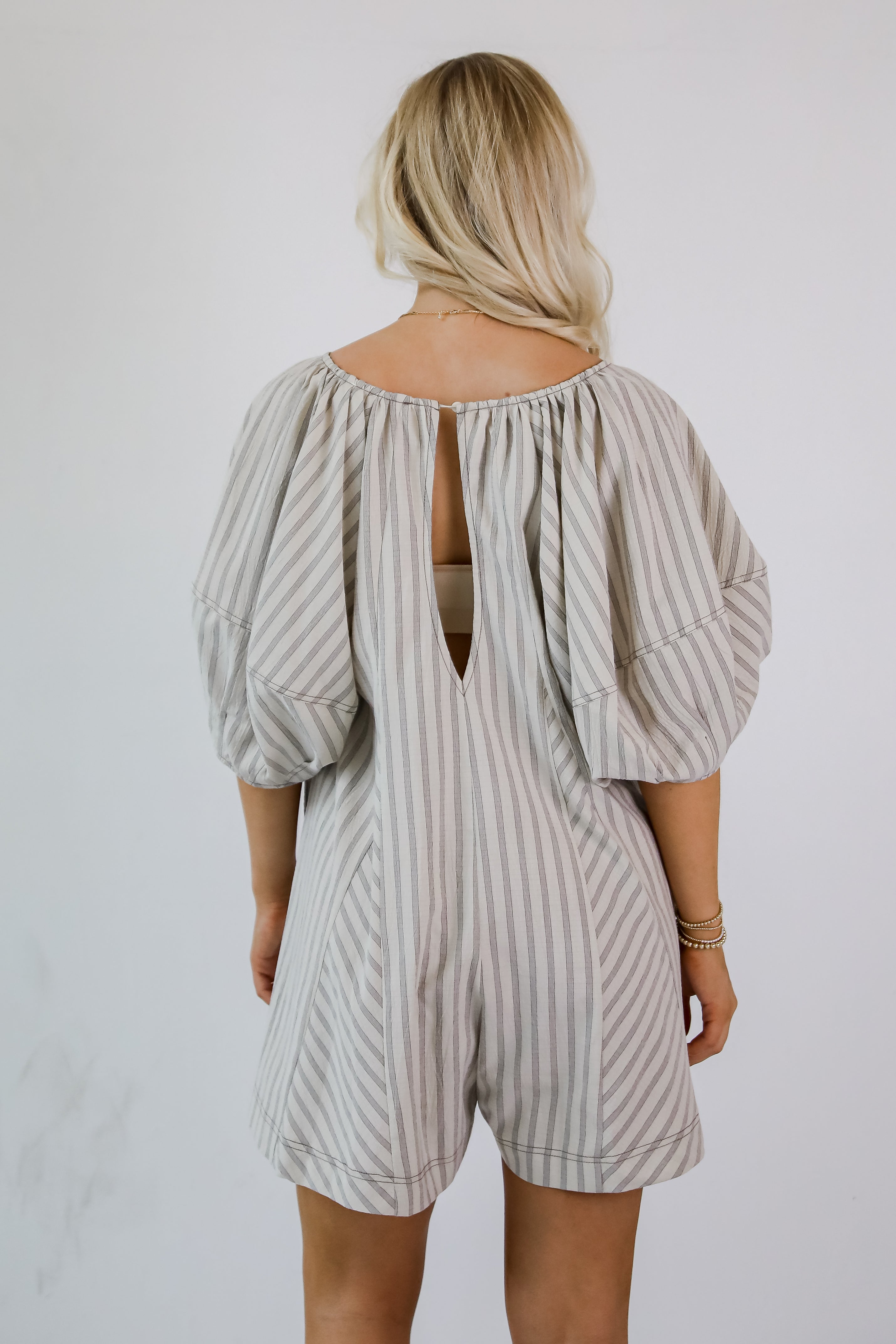 Give You Everything Light Taupe Striped Romper