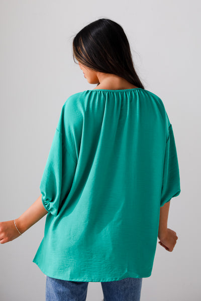 Green Puff Sleeve Blouse for women