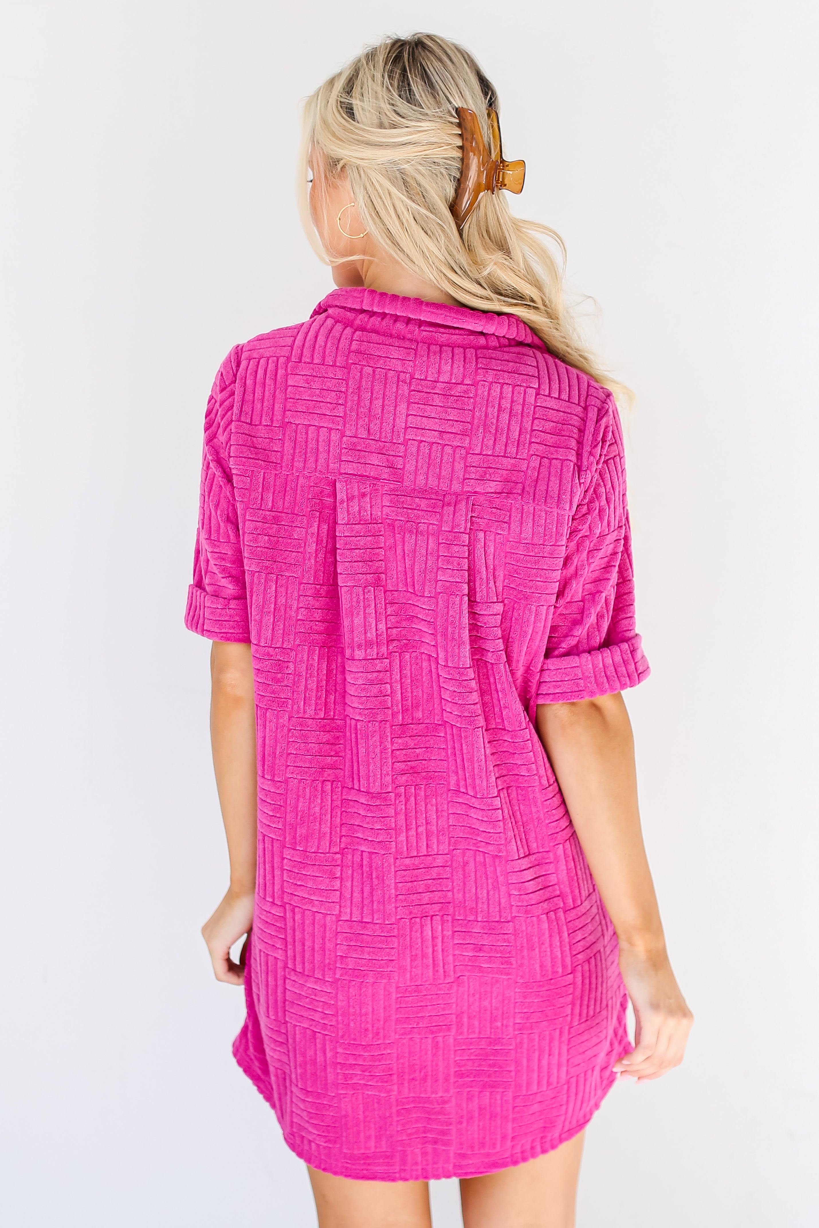 pink Terry Cloth Mini Dress back view