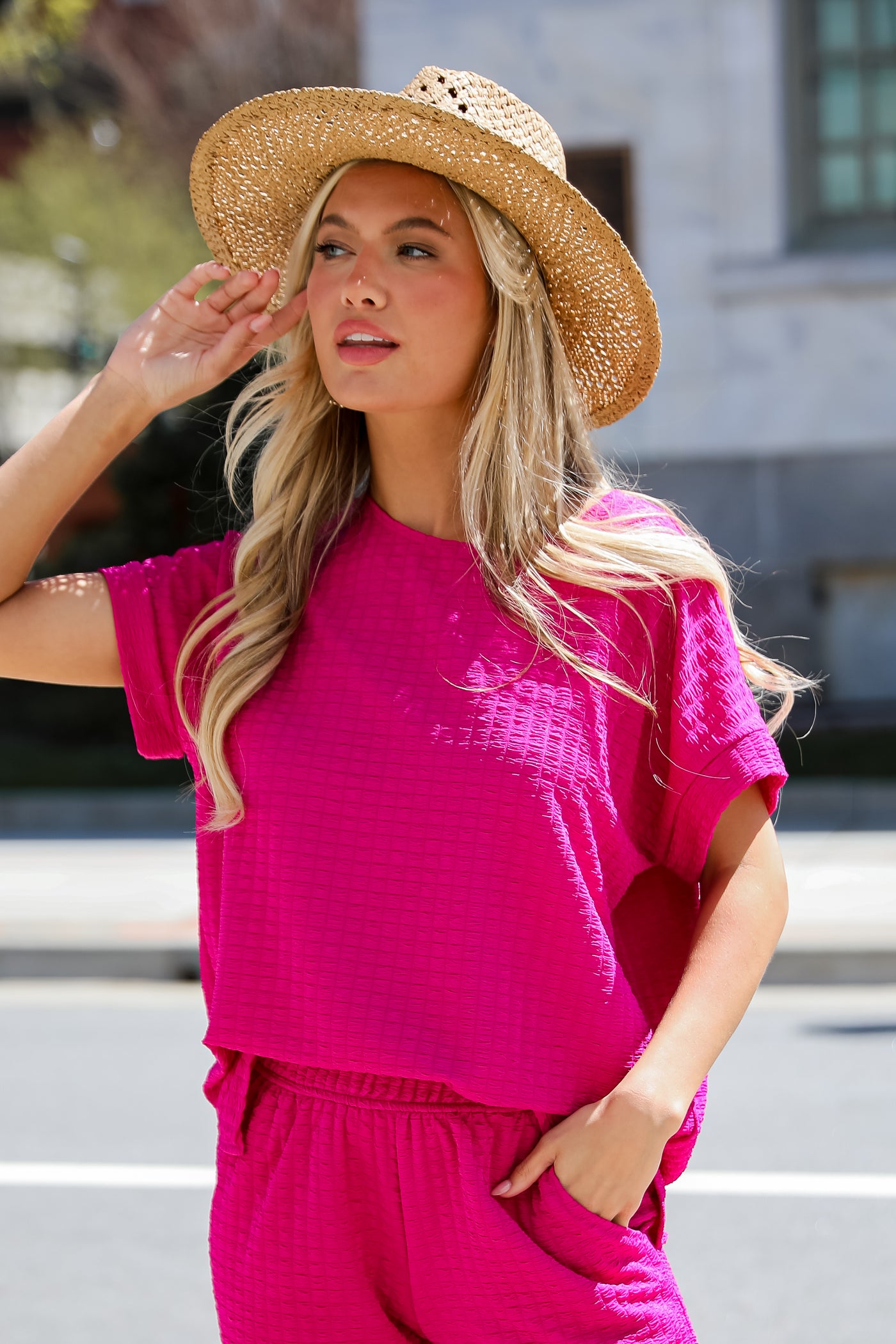 cute pink Textured Top