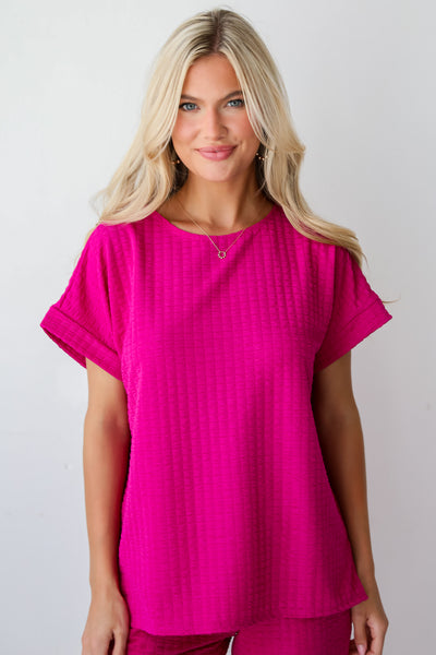 cute pink Textured Top for women