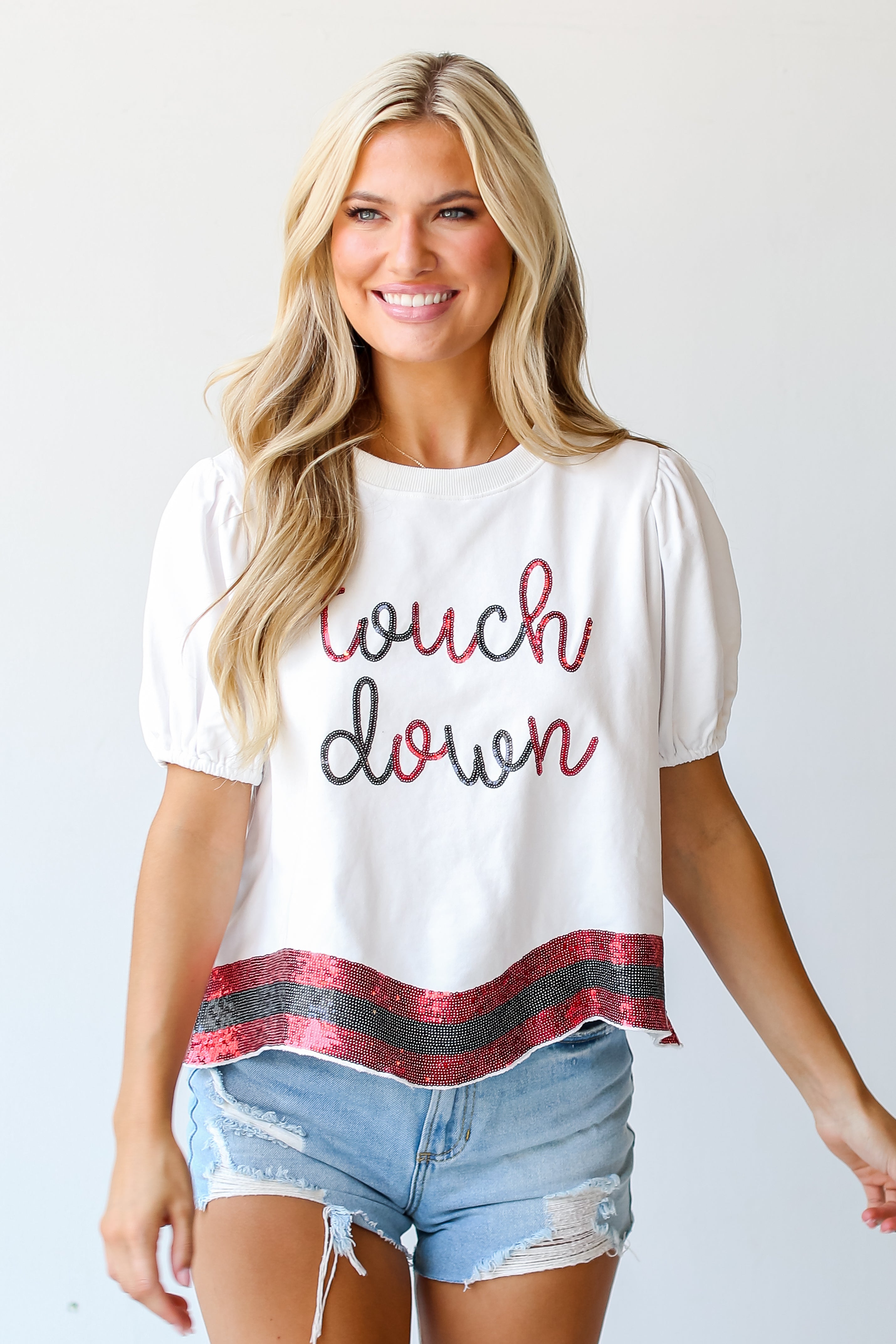 As Is NFL Women's Touch Short-Sleeve V-Neck T-Shirt with Sequins