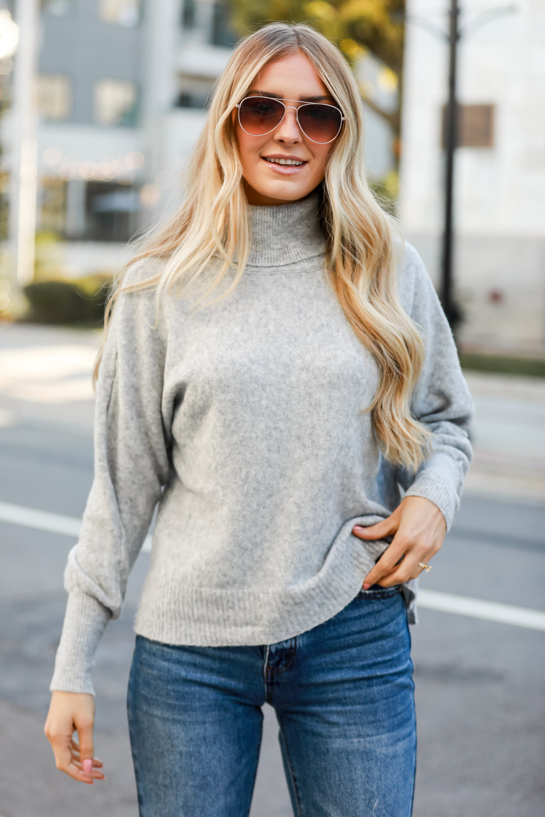 Heather Grey Turtleneck Sweater