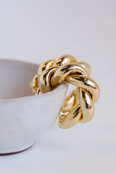 cute Gold Twisted Hoop Earrings