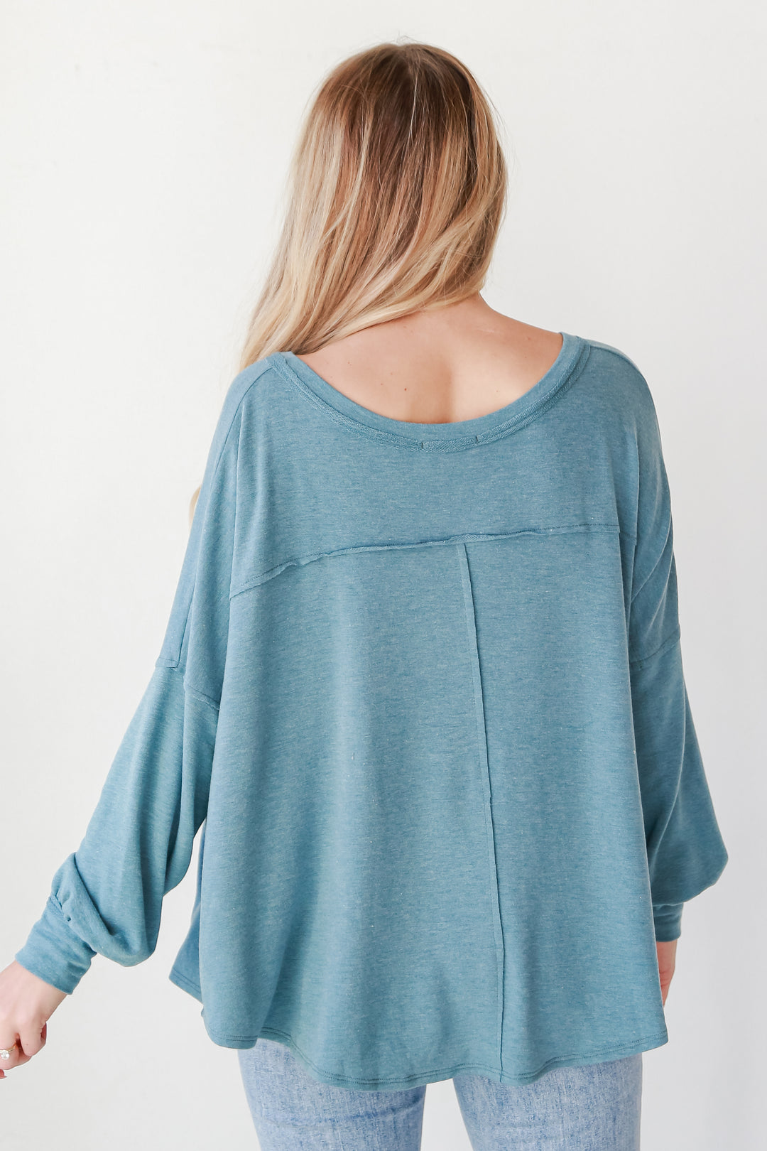 blue Oversized Knit Top back view