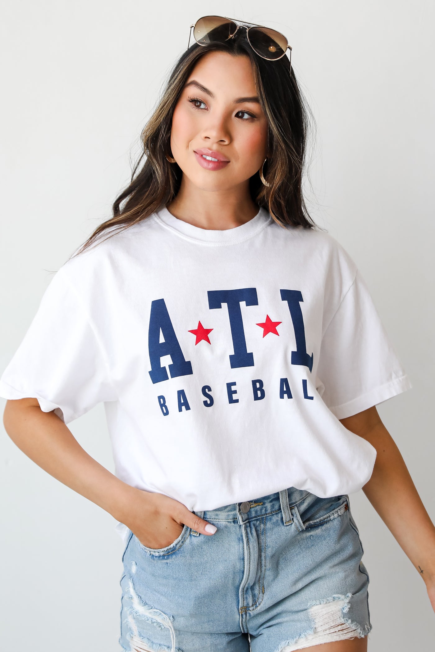 White ATL Baseball Star Tee