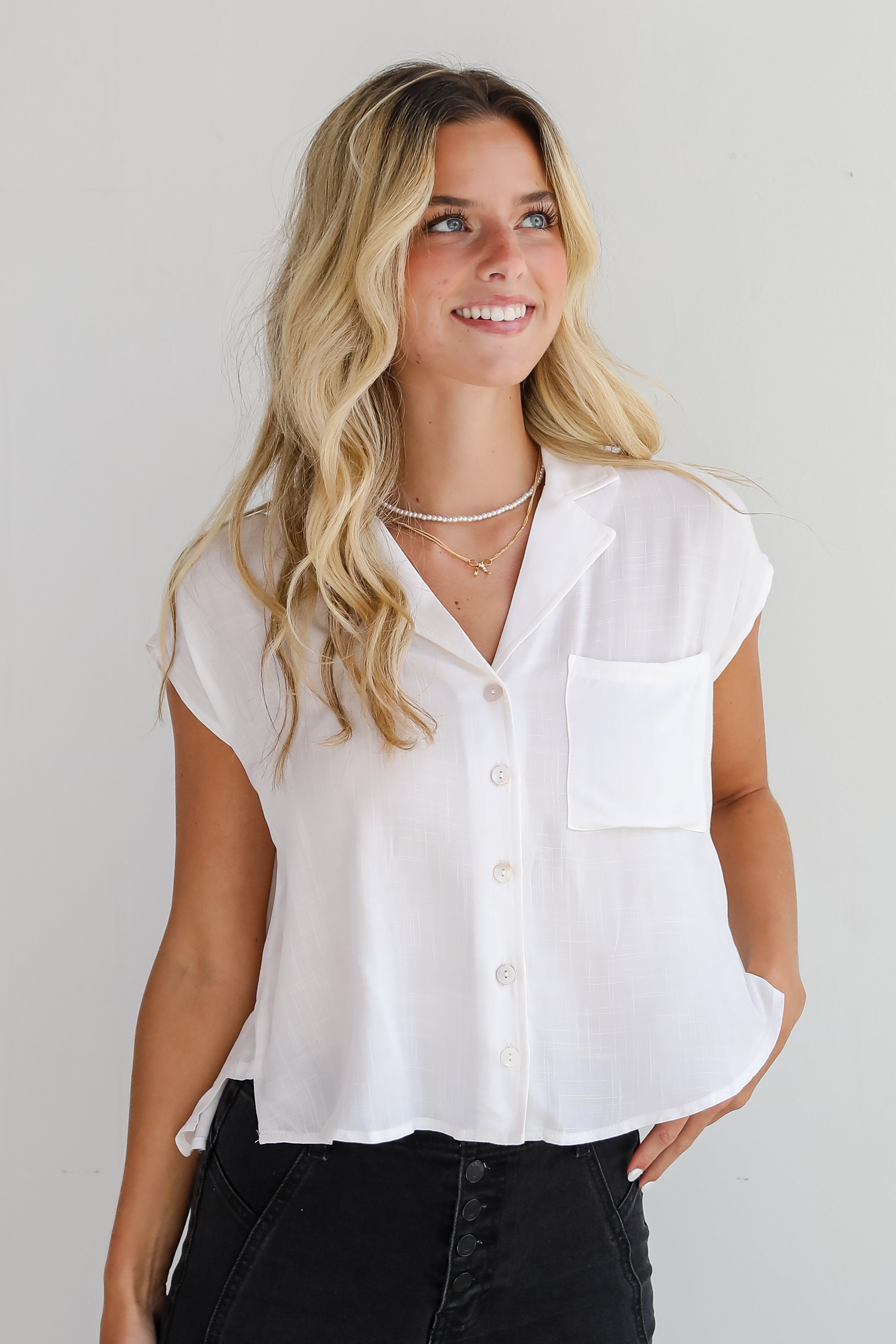 Seriously Cute Off White Blouse