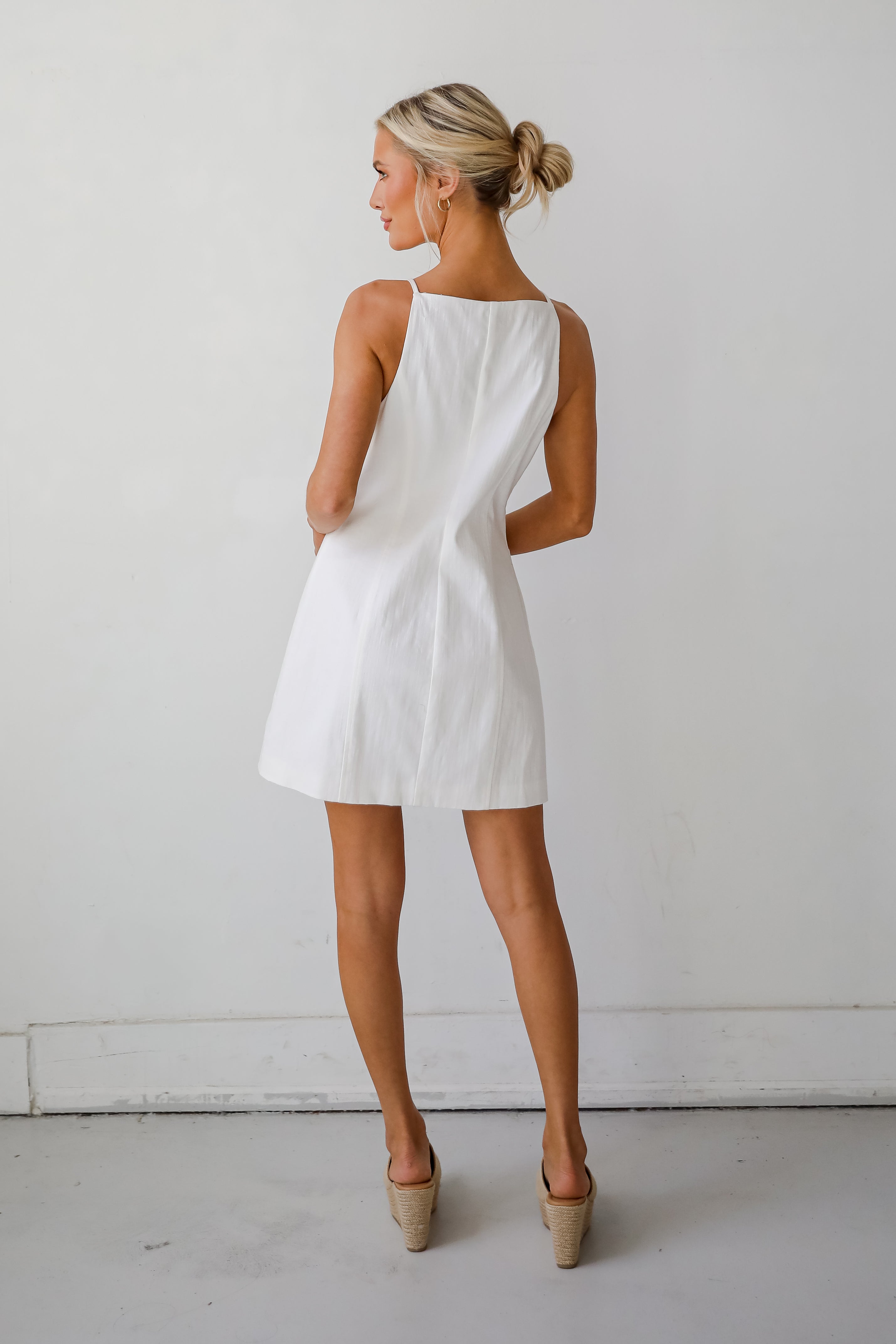 Precious Destiny White Button Front Mini Dress