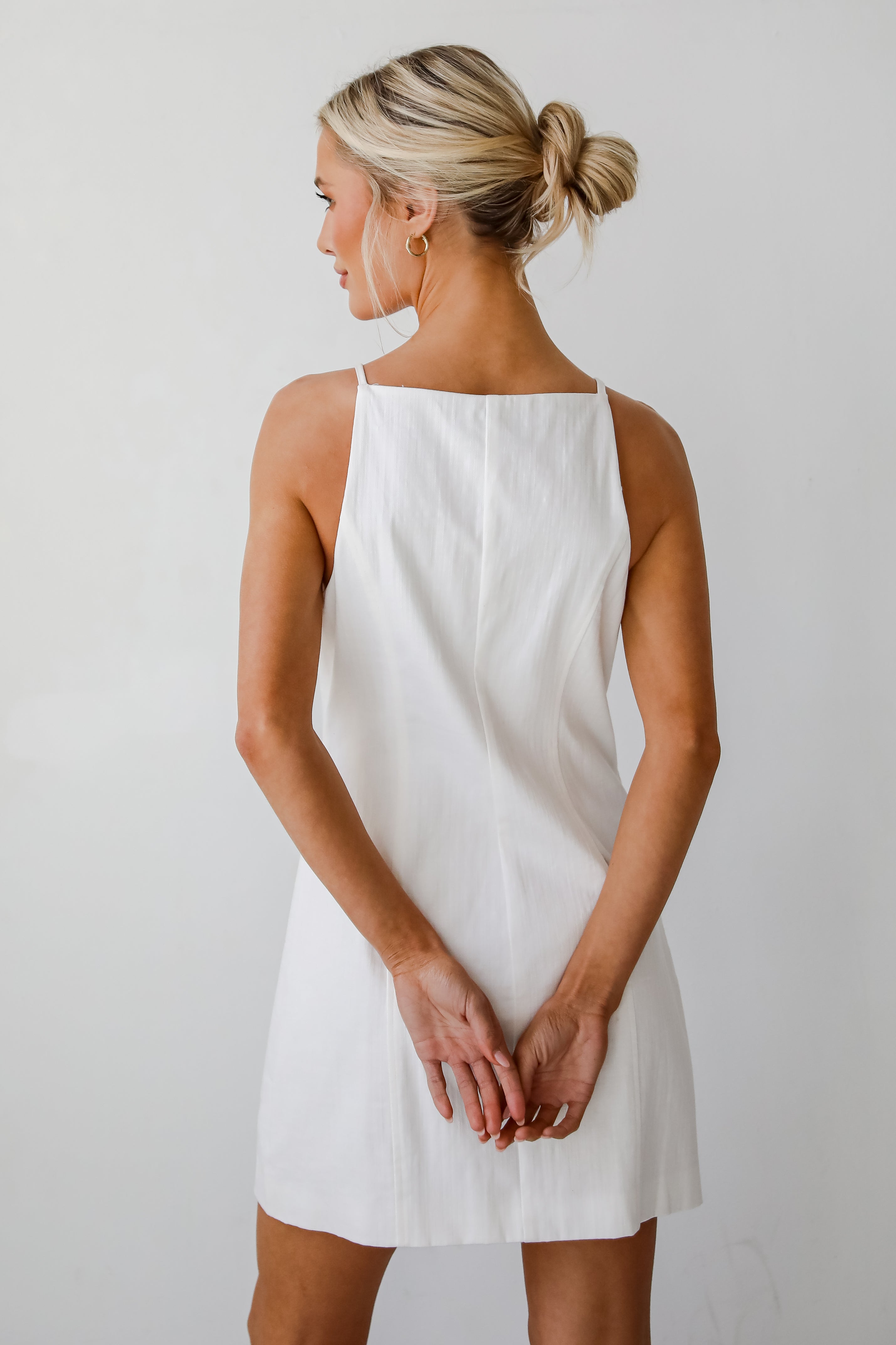 Precious Destiny White Button Front Mini Dress