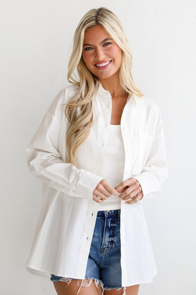 White Button-Up Blouse for women