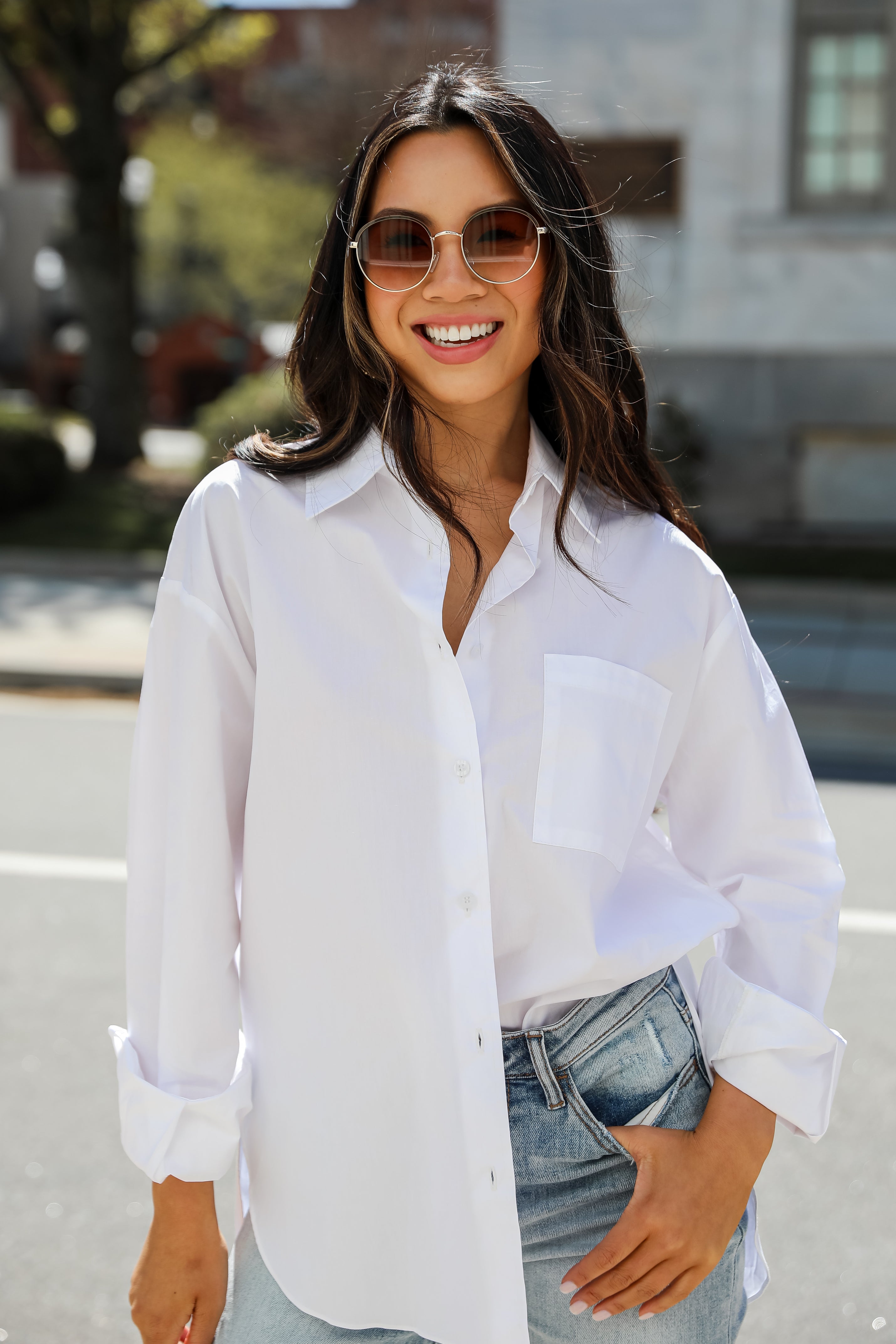 FINAL SALE - Elevated Sensibility White Button-Up Blouse