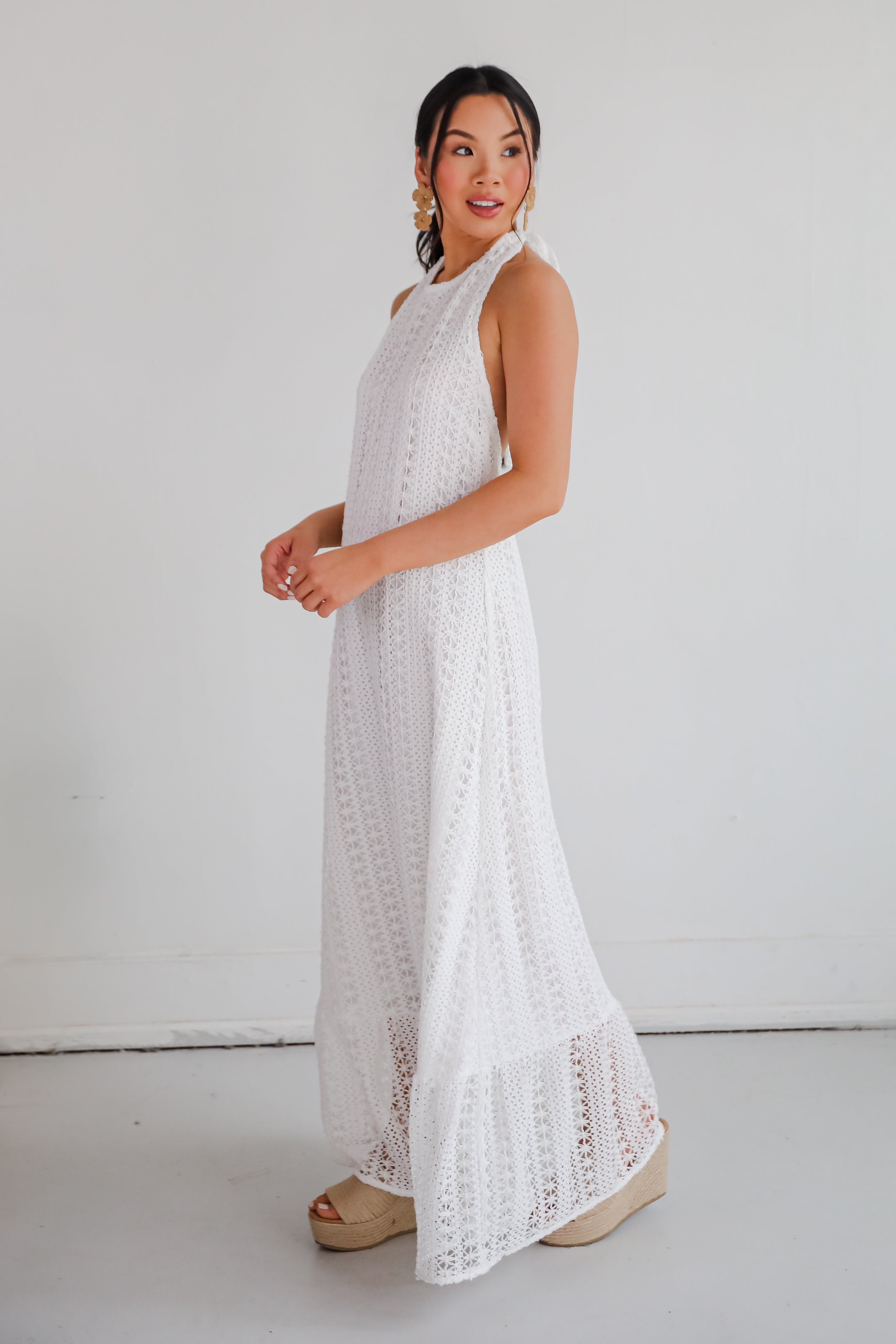Divine Intentions Crochet Knit Halter Maxi Dress